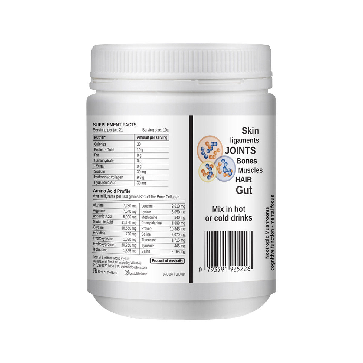 Best of the Bone Healing Multi-collagen Protein Powder Adaptogen-stress Blend (Organic Healing Mushrooms: Lion's Mane Reishi Shiitake) - Cutprice Online