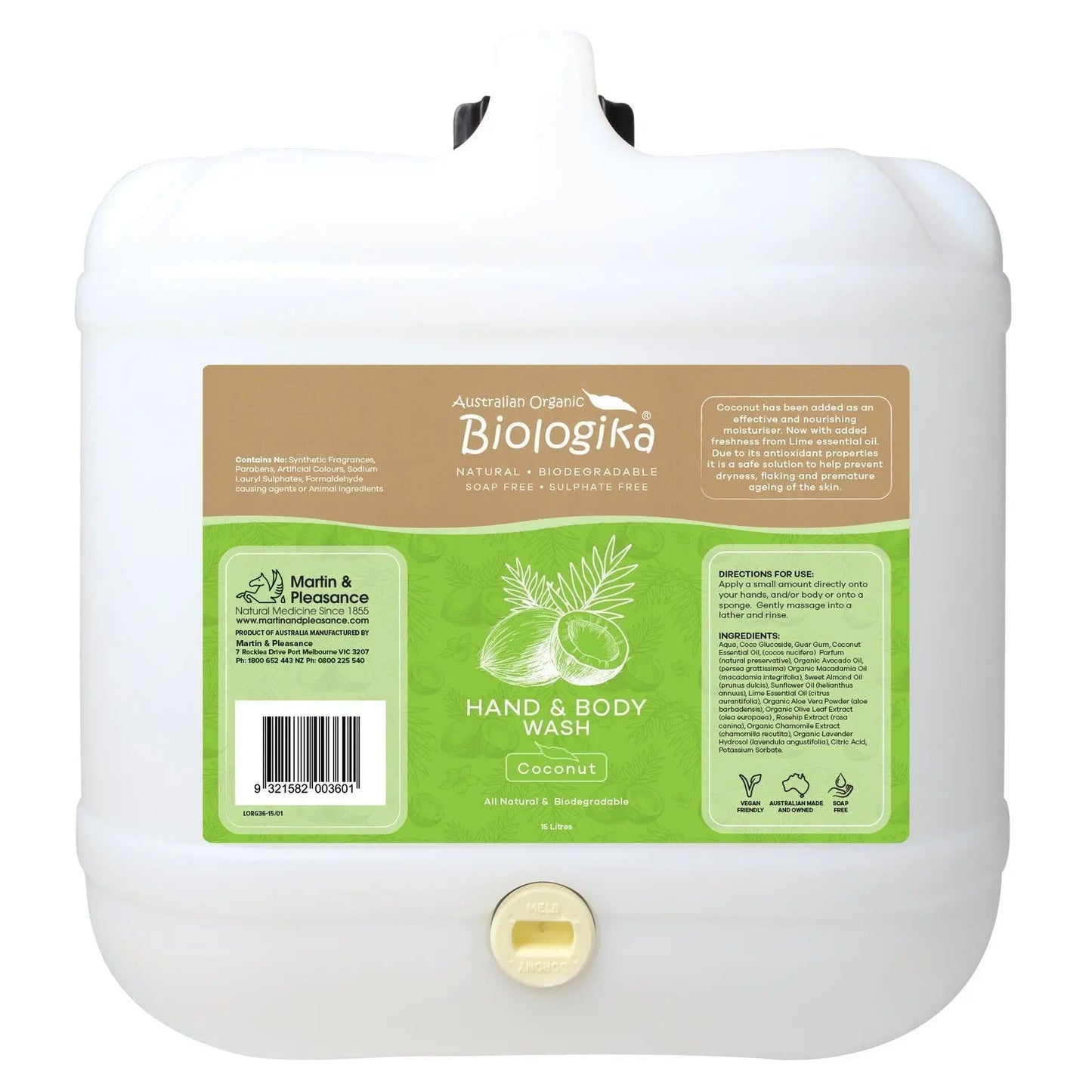 Biologika Hand & Body Wash (Bulk) Everyday - Coconut 15 Litres BIOLOGIKA