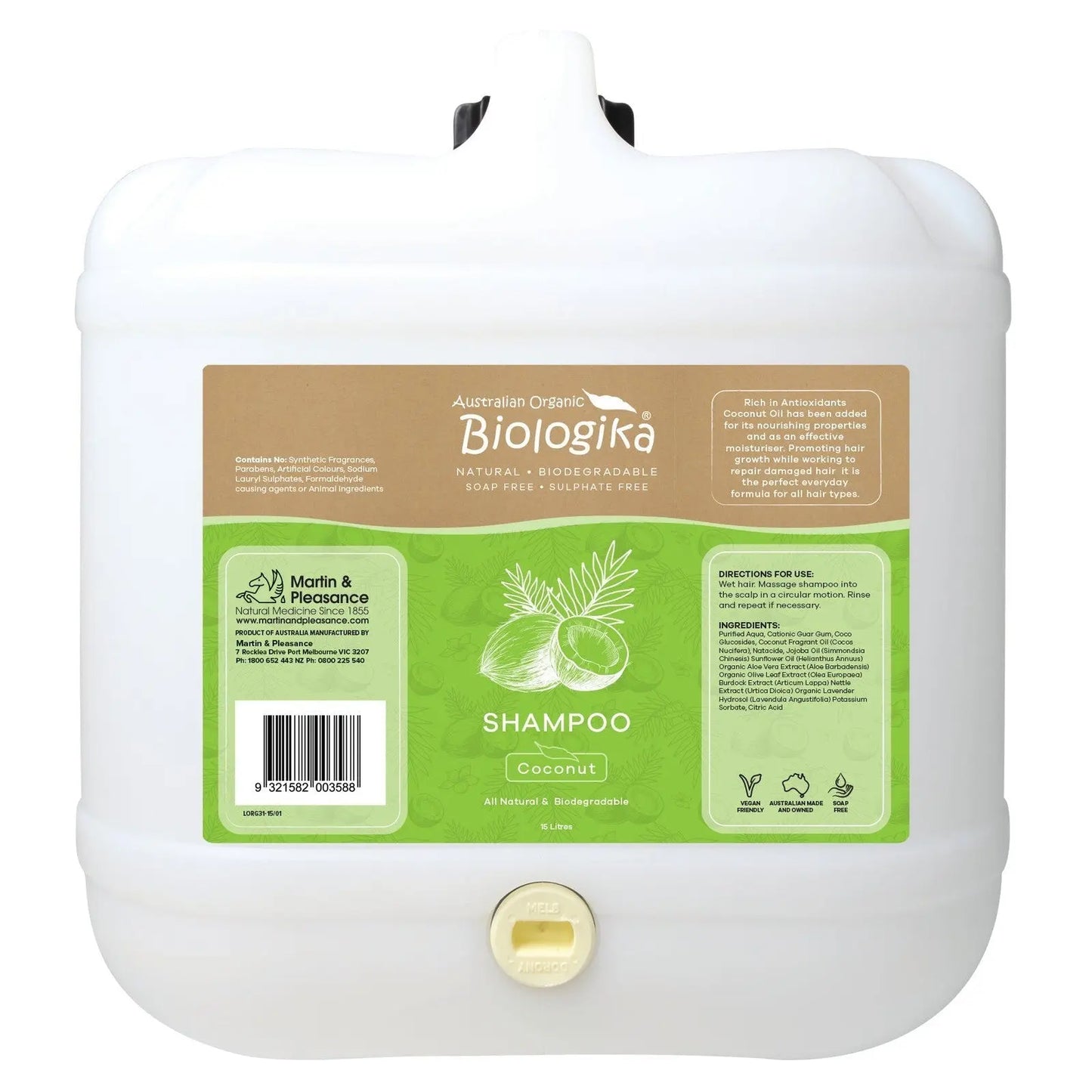 Biologika Shampoo (Bulk) Everyday - Coconut 15 Litres BIOLOGIKA