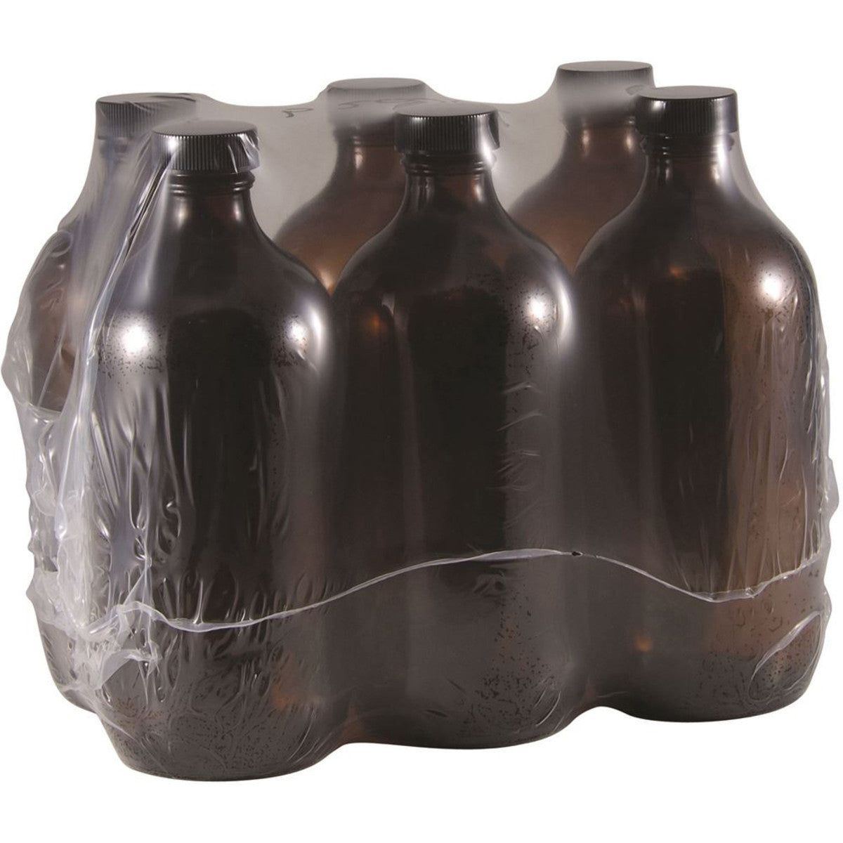 Bottle Glass Amber 500ml with Cap 6 Pack - Cutprice Online