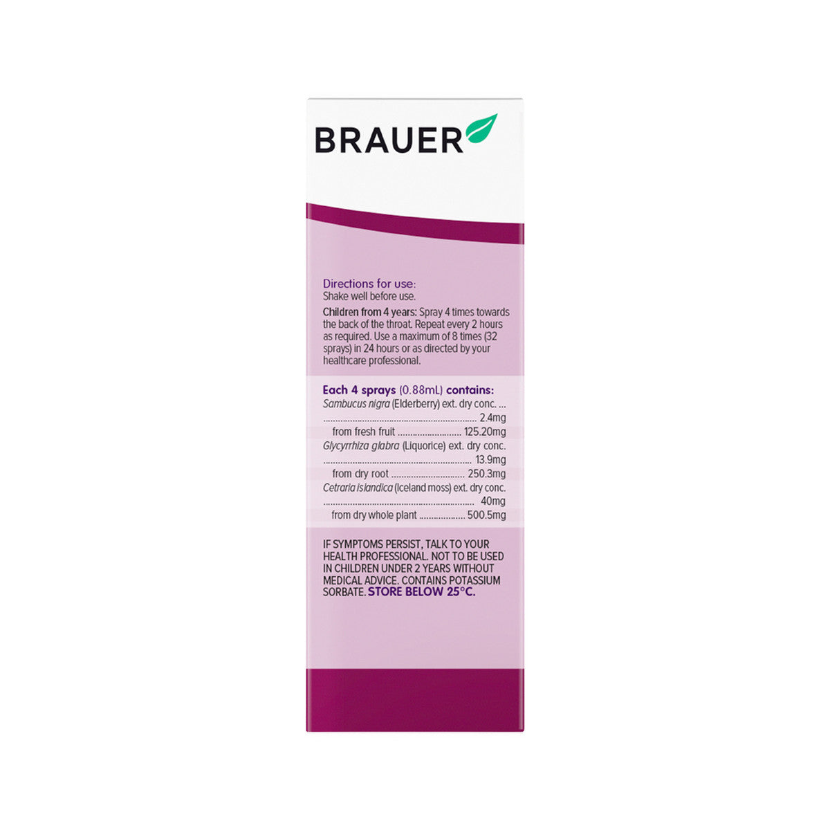 Brauer Sambucus Kids Sore Throat Spray Strawberry Flavour Oral Spray 50ml - Cutprice Online