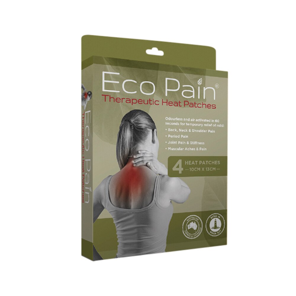 Byron Naturals with Eco Pain Therapeutic Heat Patches (Heat Patches - 10cm x 13cm) x 4 Pack - Cutprice Online
