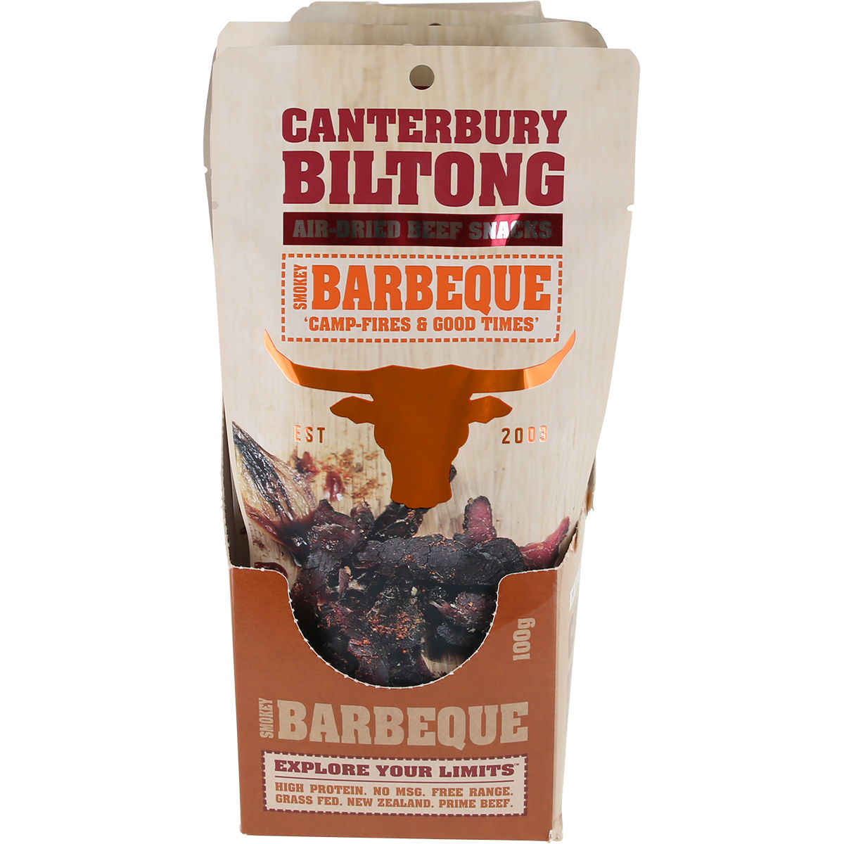 Canterbury Biltong Grass Fed Smokey Barbeque 10x100g