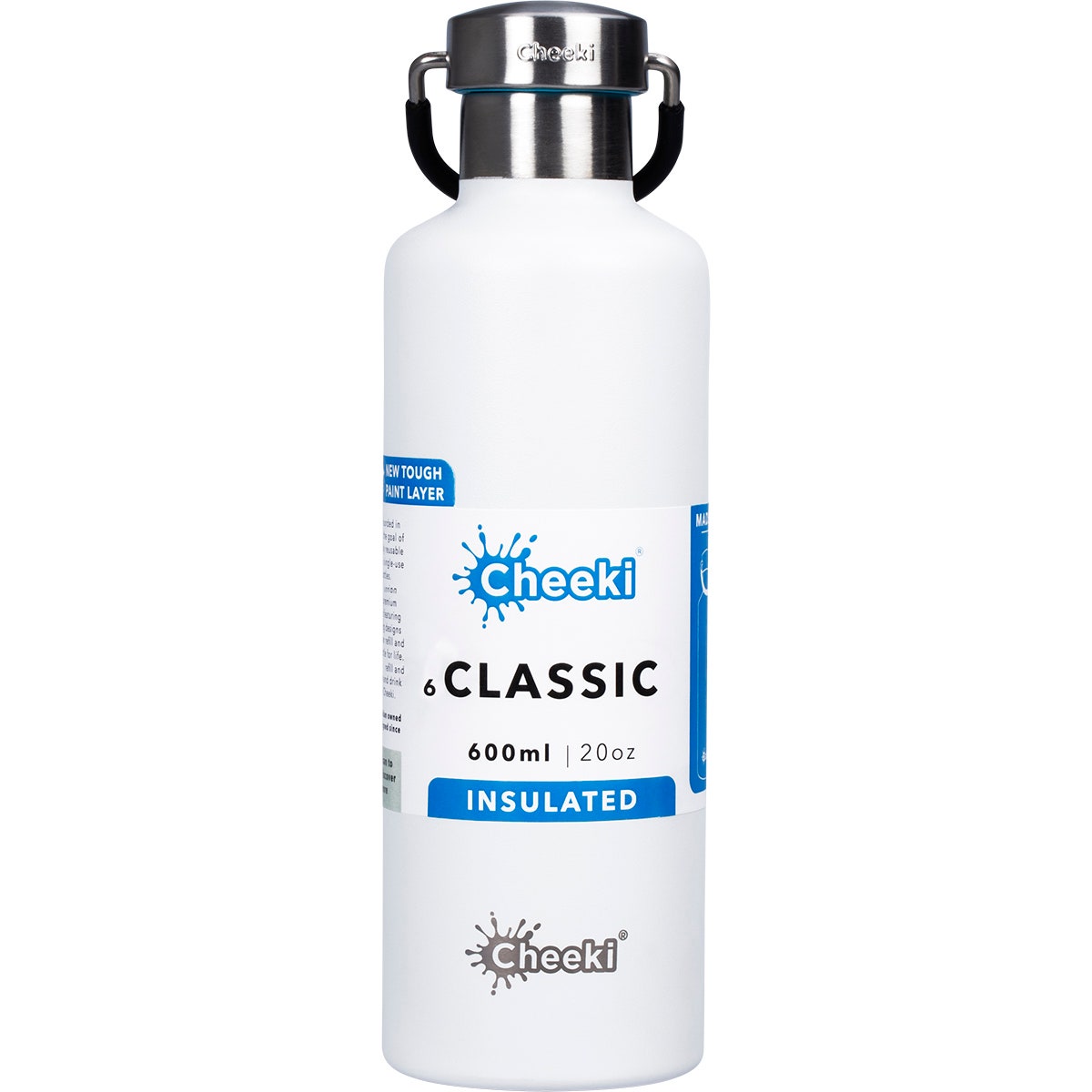 Cheeki Stainless Steel Bottle Insulated White 600ml - Cutprice Online