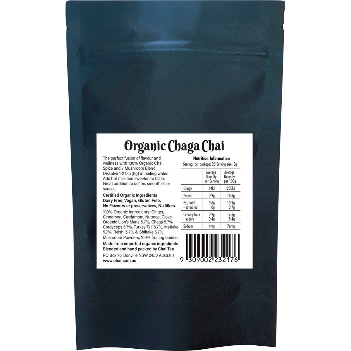 Chai Tea Organic Chaga Chai 7 Mushroom Blend 100g - Cutprice Online
