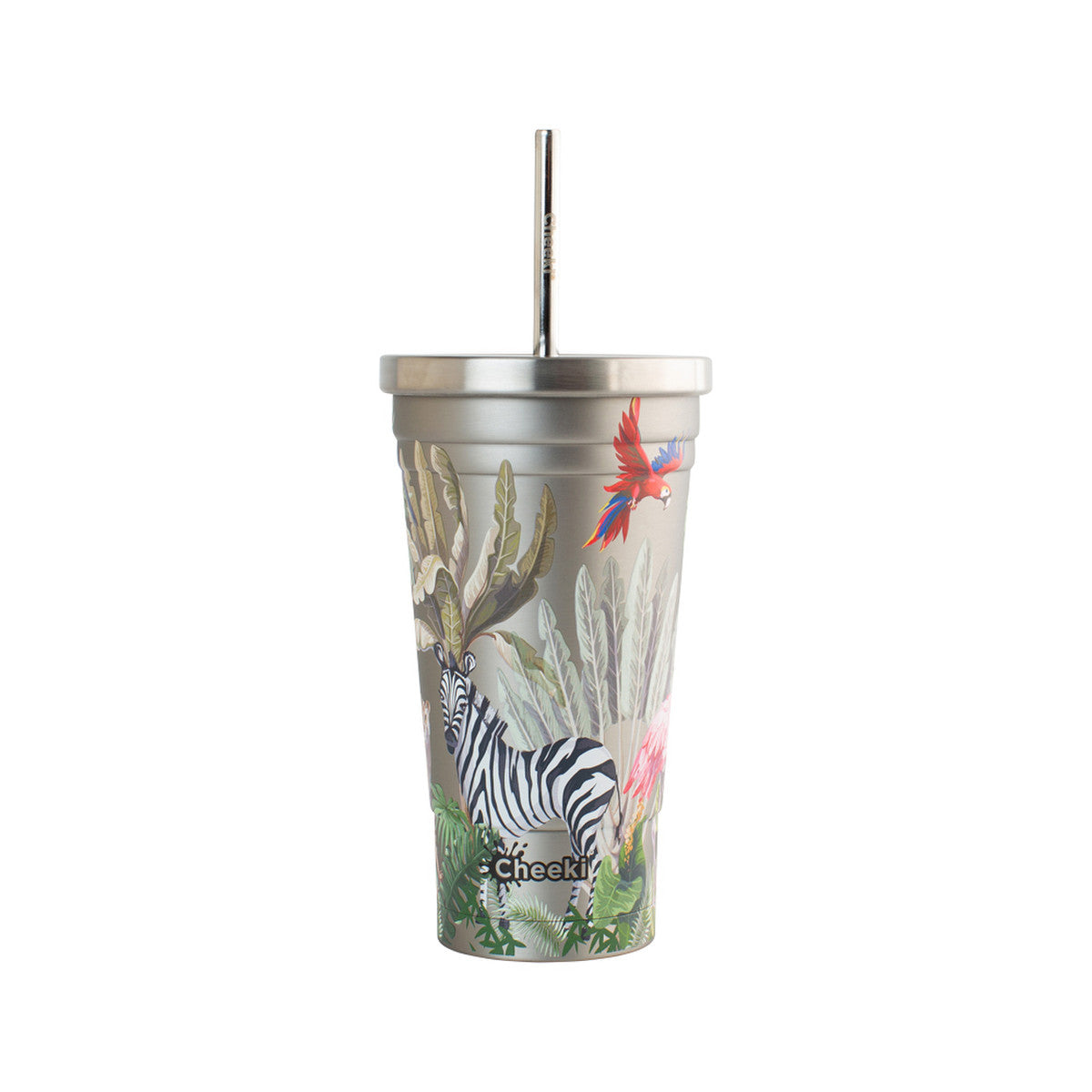 Cheeki Insulated Tumbler 3d Jungle - With S/steel Straw 500ml CHEEKI