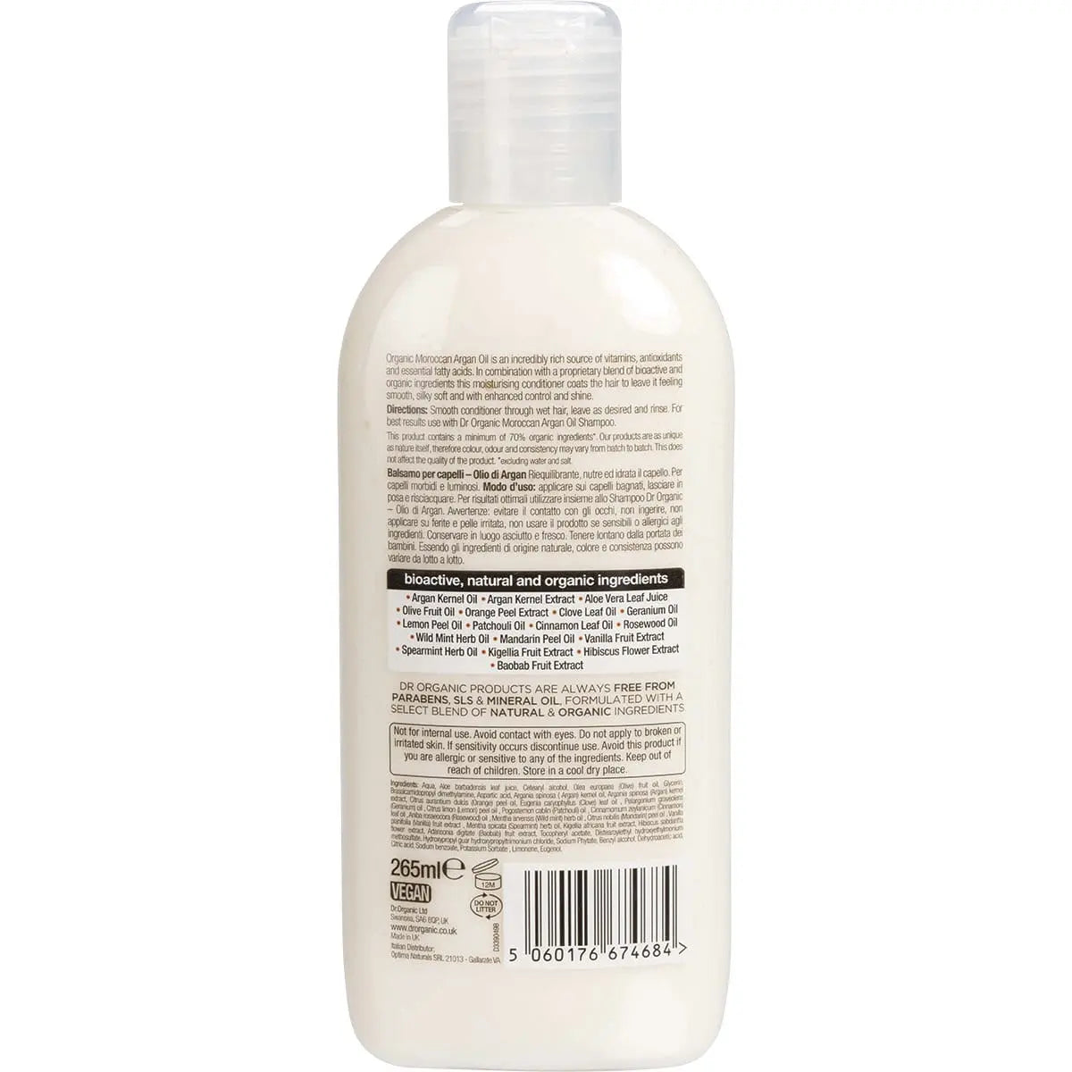 DR ORGANIC Conditioner Organic Moroccan Argan Oil 265ml DR ORGANIC