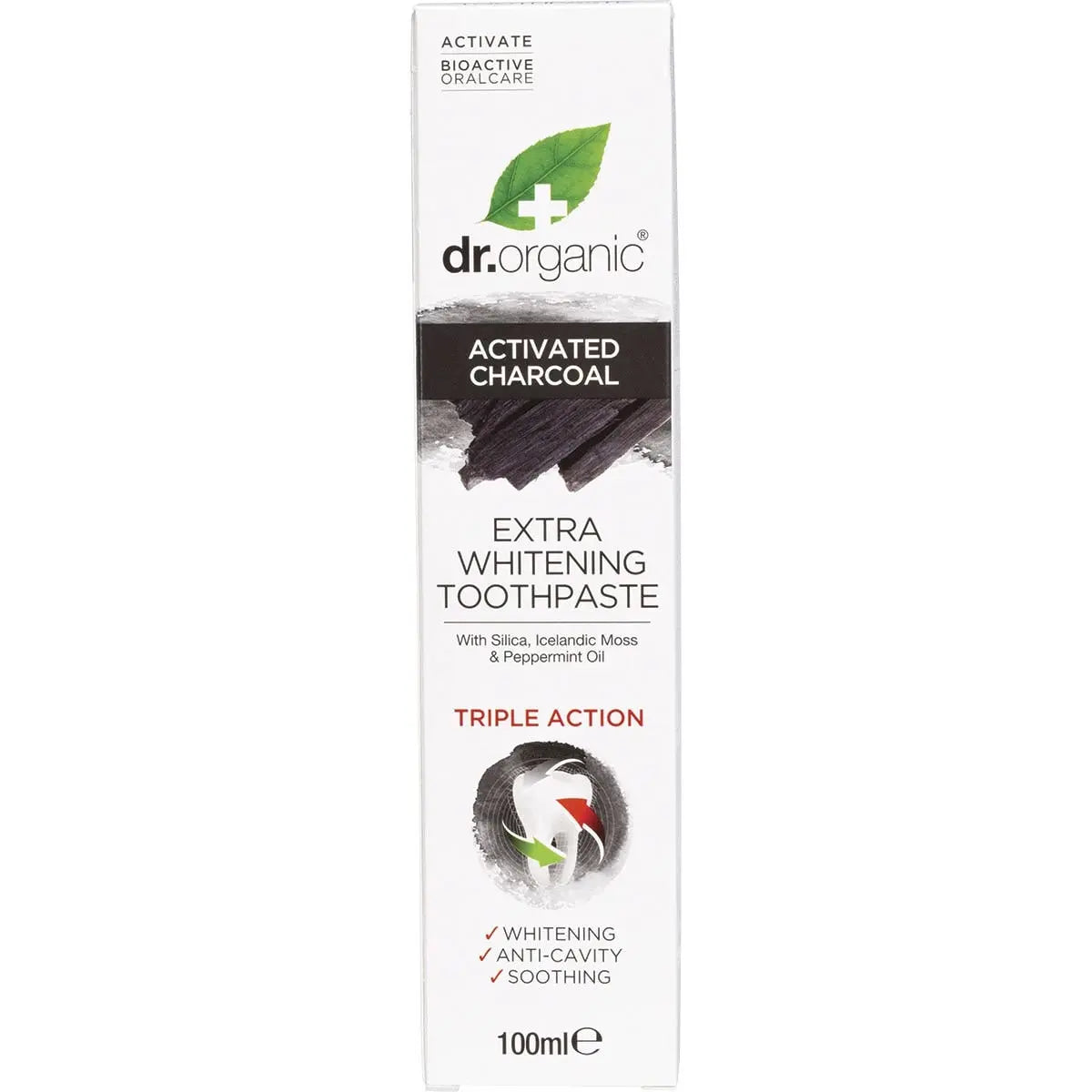 DR ORGANIC Toothpaste (Whitening) Activated Charcoal 100ml DR ORGANIC