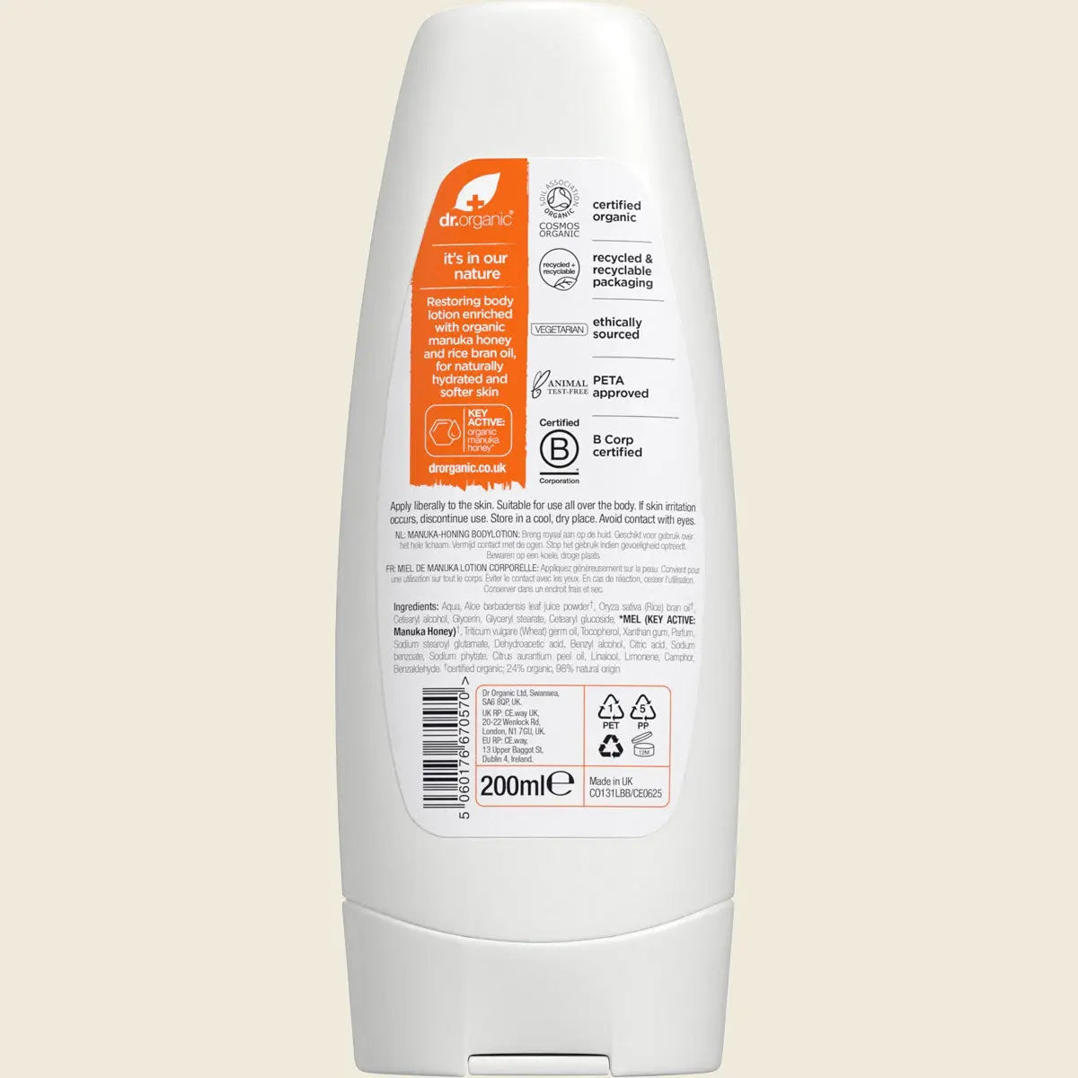 DR ORGANIC Skin Lotion Organic Manuka Honey 200ml DR ORGANIC