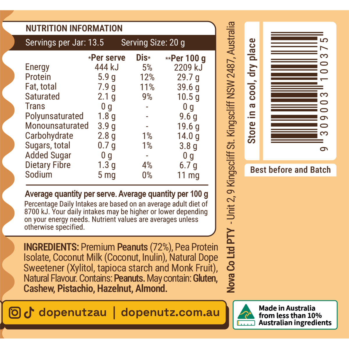 Dope Nutz Peanut Butter Dulce De Leche 325g