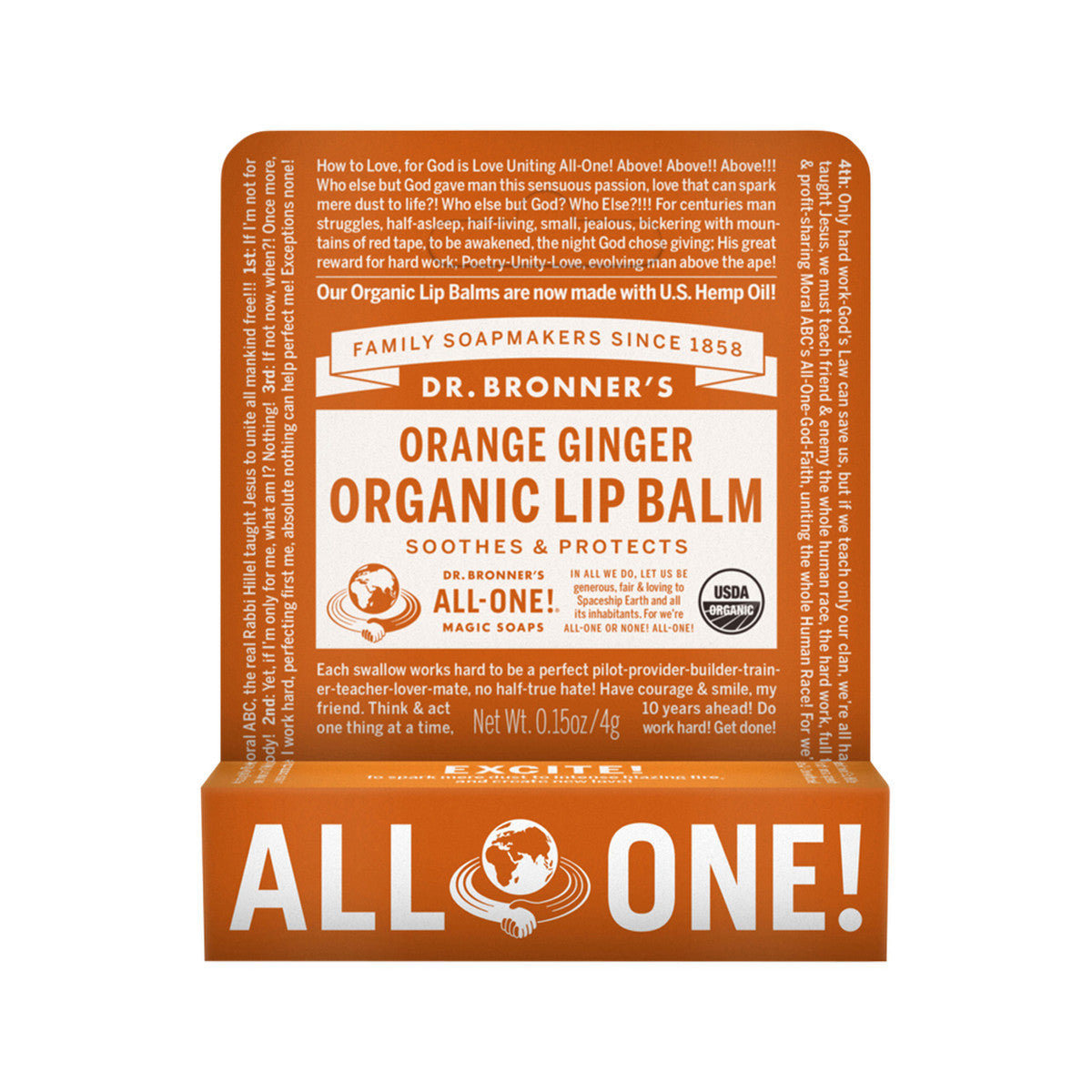 Dr. Bronner's Organic Lip Balm Orange Ginger 4g - Cutprice Online