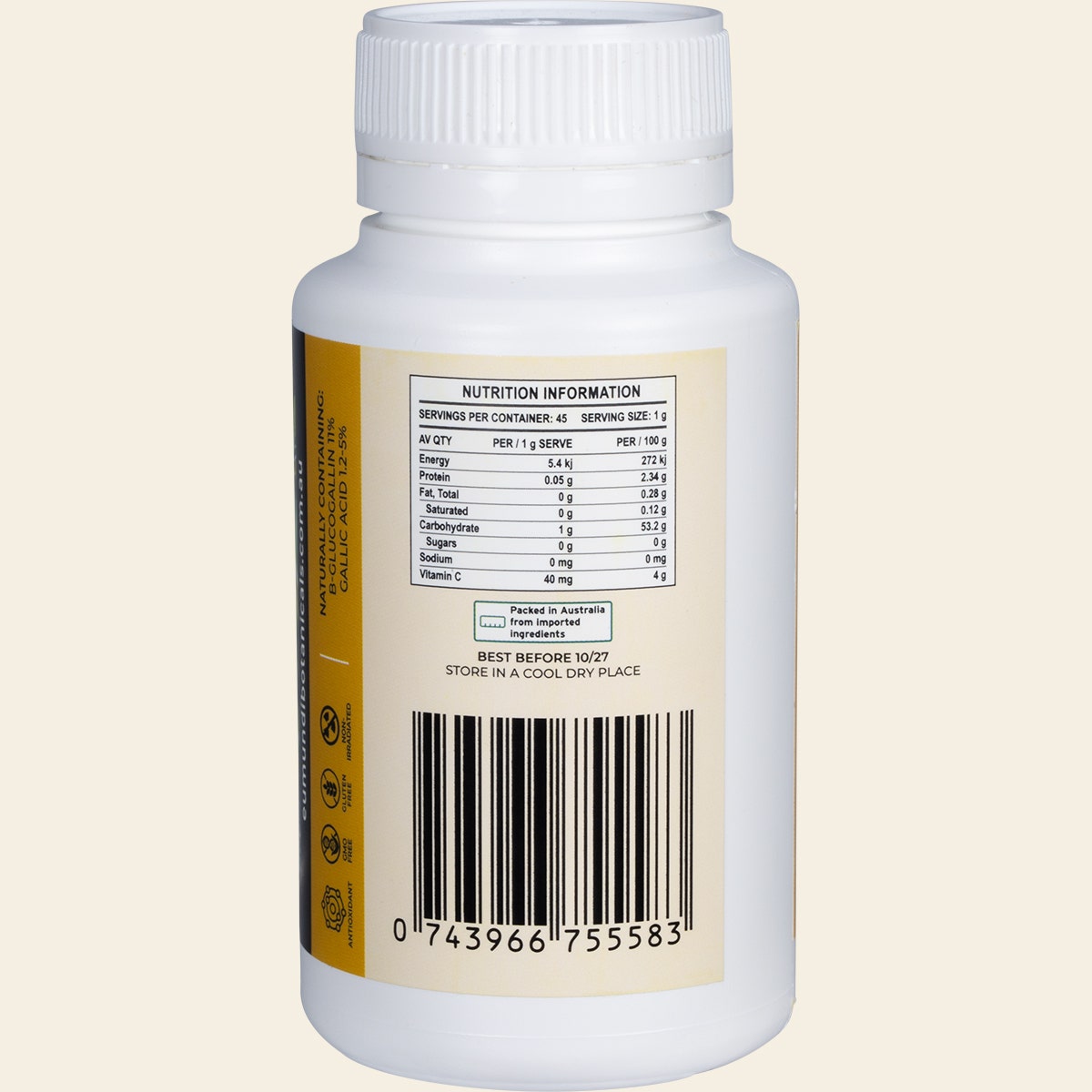 Eumundi Botanicals Amalaki Natural Vitamin C Capsules 90 Caps