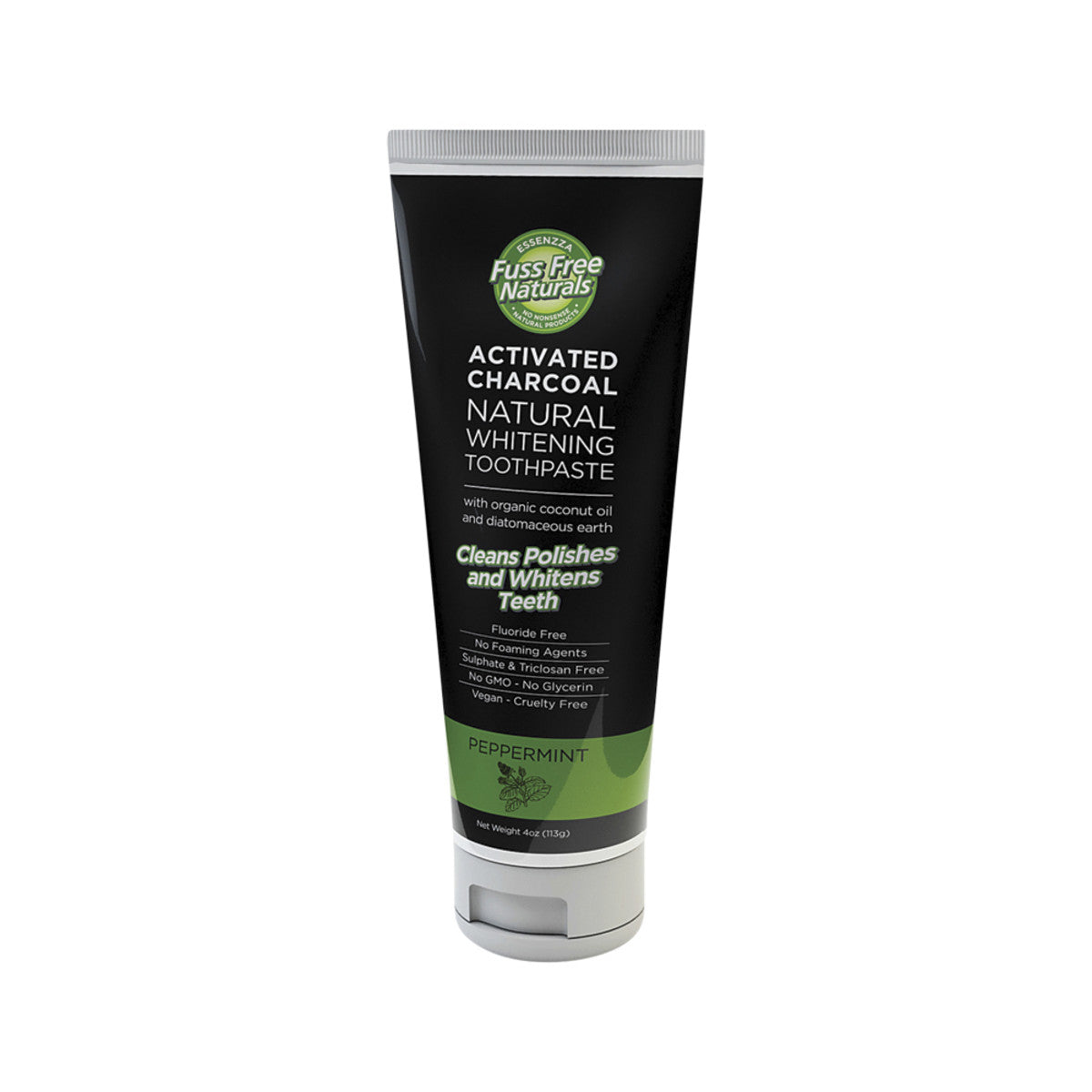 Essenzza Fuss Free Naturals Activated Charcoal Toothpaste (Natural Whitening) Peppermint 113g - Cutprice Online