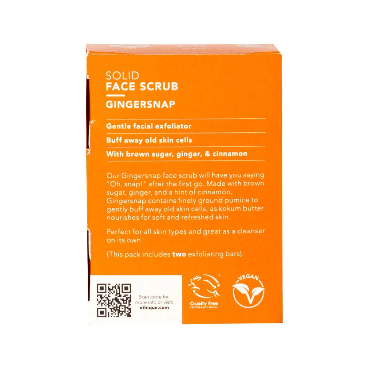 ETHIQUE Solid Face Scrub Bar Gingersnap 100g ETHIQUE