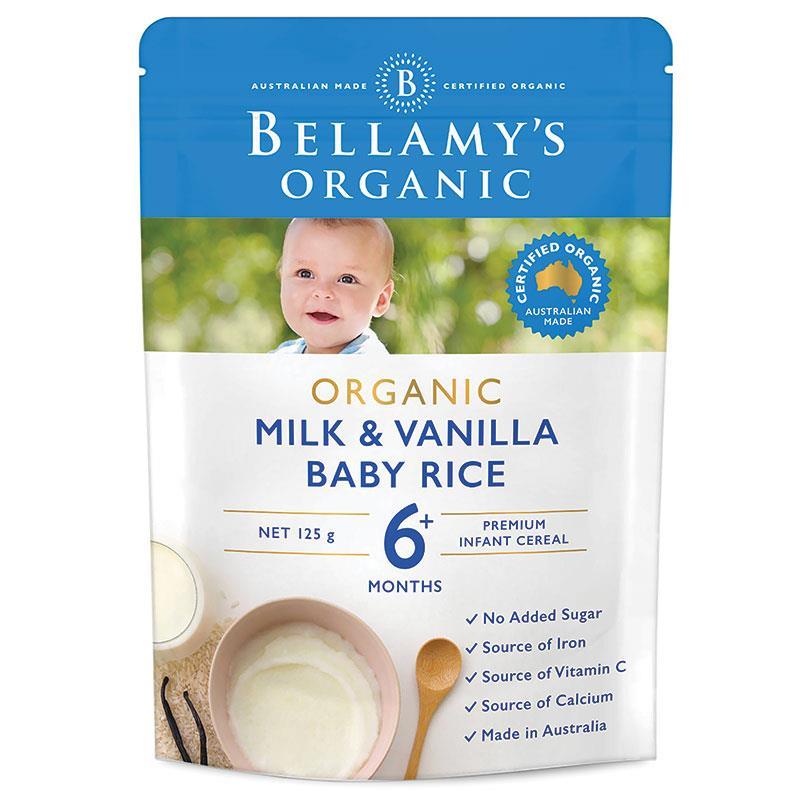 Bellamy's Organic Milk & Vanilla Baby Rice Cereal 125g - Cutprice Online