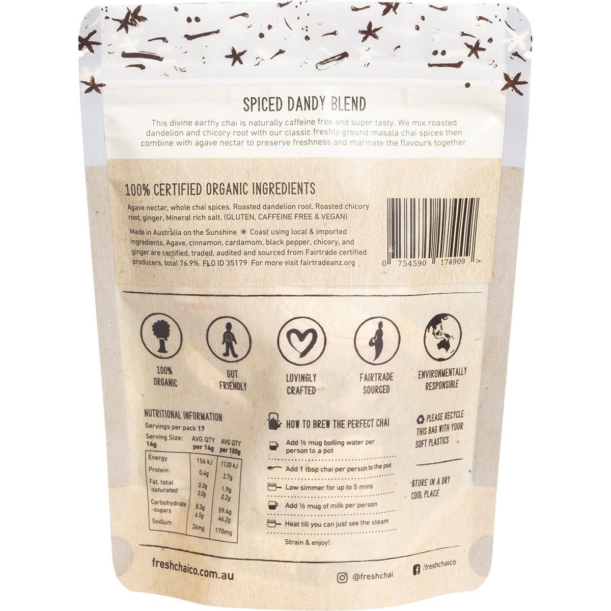 THE FRESH CHAI CO. Spiced Dandy Blend Fresh Sticky Chai 250g - Cutprice Online