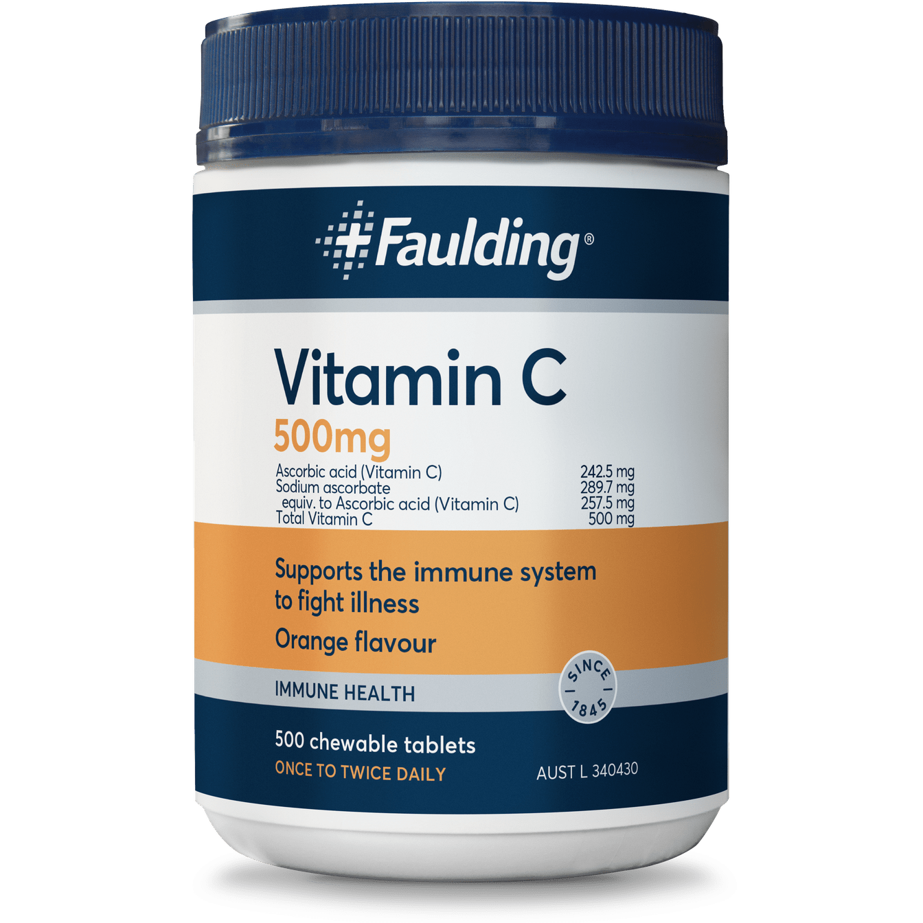 Faulding Vitamin C 500mg Chewable 500 Tabs - Cutprice Online