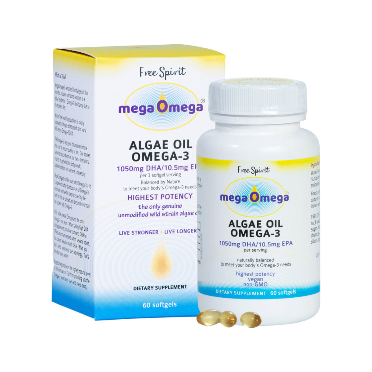 Free Spirit MegaOmega Algae Oil Omega-3 60c - Cutprice Online