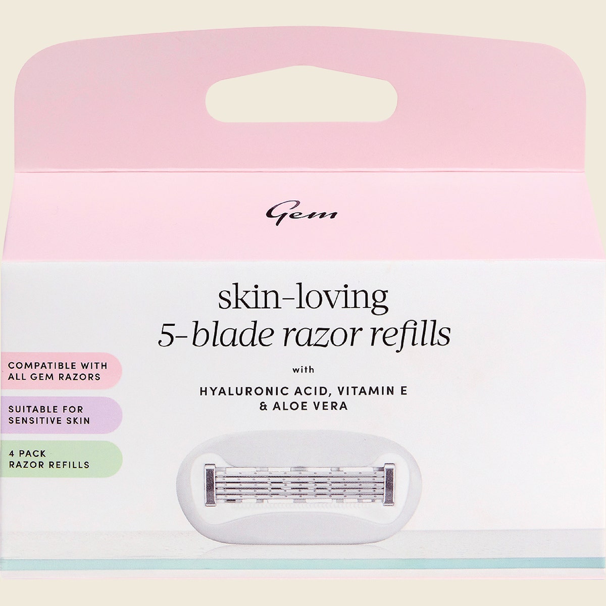 Gem Skin-Loving 5-Blade Razor Refills 4pk