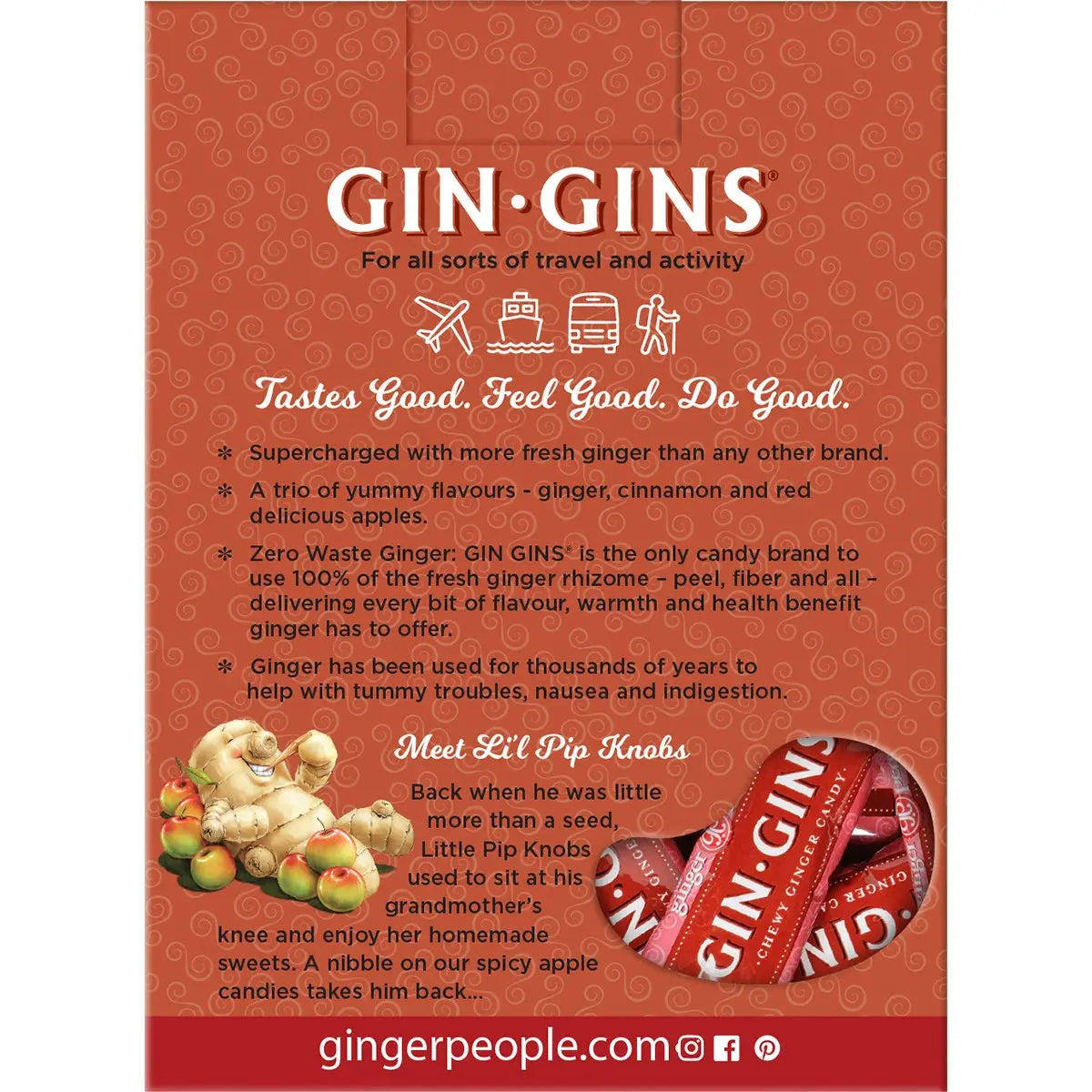 THE GINGER PEOPLE Gin Gins Ginger Candy Chewy - Spicy Apple 12x 84g THE GINGER PEOPLE