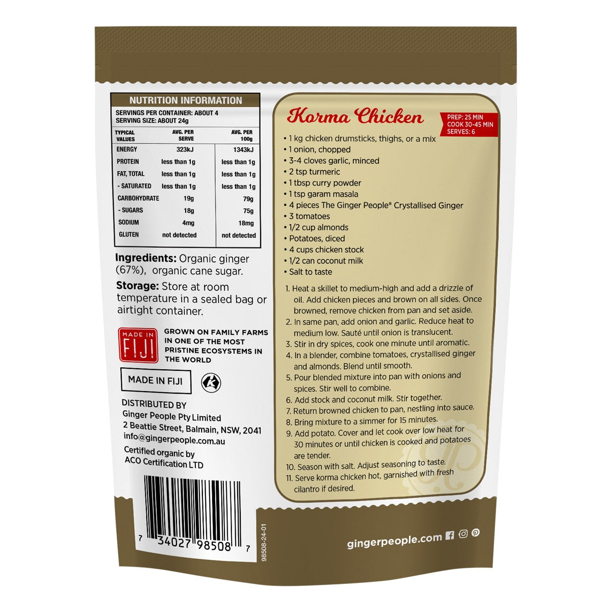 The Ginger People Organic Crystallised Ginger 100g - Cutprice Online