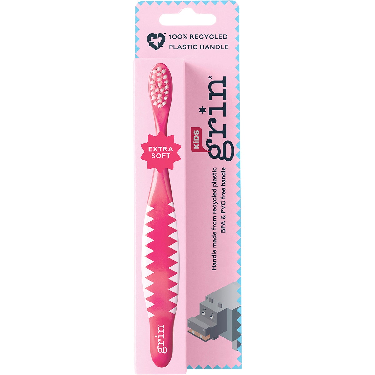 GRIN 100% Recycled Toothbrush Kids Extra Soft Pink, Blue(Pack of 8) - Cutprice Online