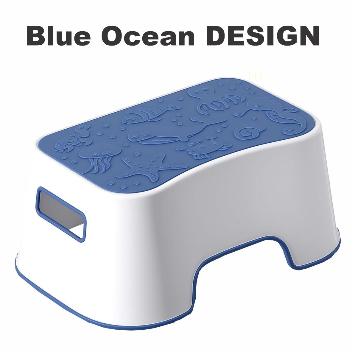 Bodyassist Kiddy Step Stool Blue with Ocean Motif