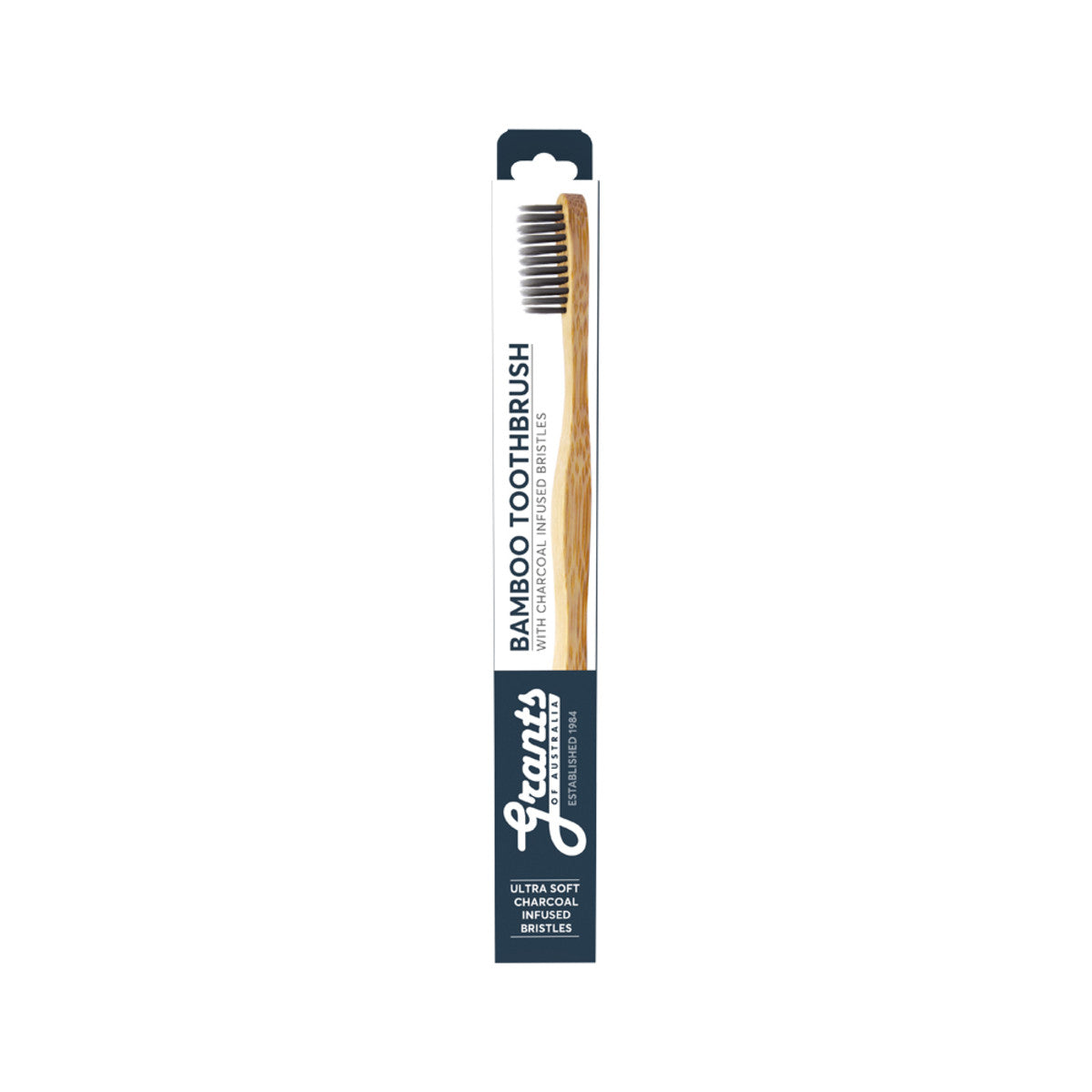 Grants Of Australia Biodegradable Bamboo Toothbrush with Charcoal Bristles Adult Ultra Soft - Cutprice Online