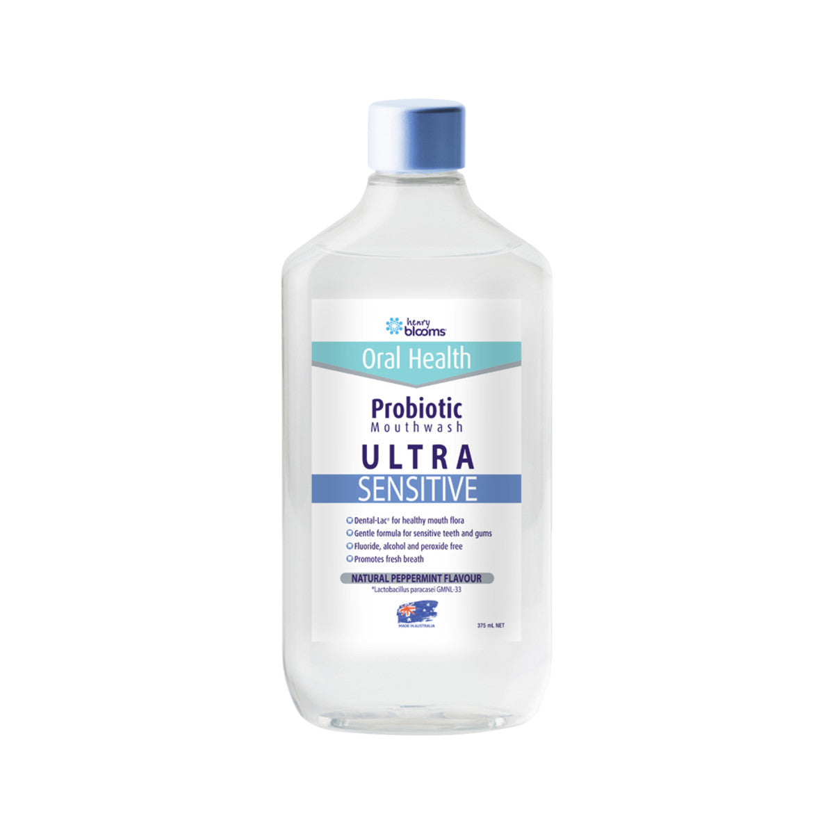Henry Blooms Oral Health Probiotic Mouthwash Ultra Sensitive Peppermint 375ml - Cutprice Online
