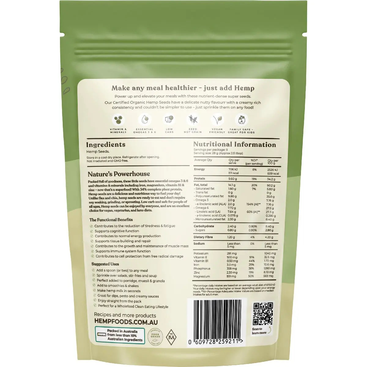 ESSENTIAL HEMP Organic Hemp Seeds Hulled 250g ESSENTIAL HEMP