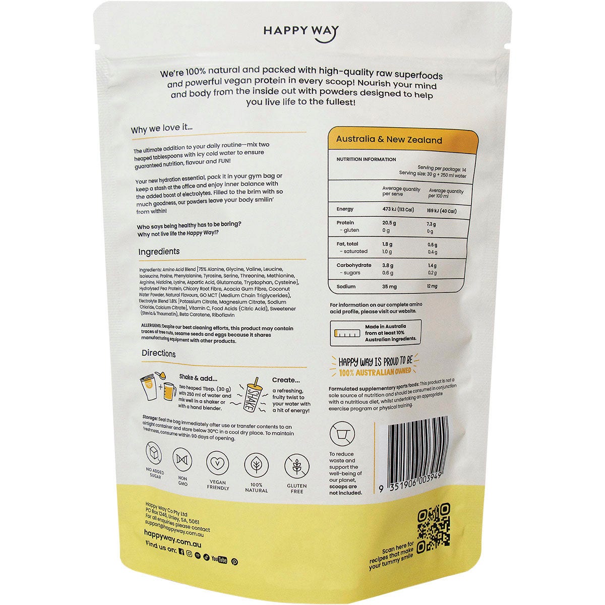 HAPPY WAY Vegan Protein Water Tropical Crush 420g - Cutprice Online