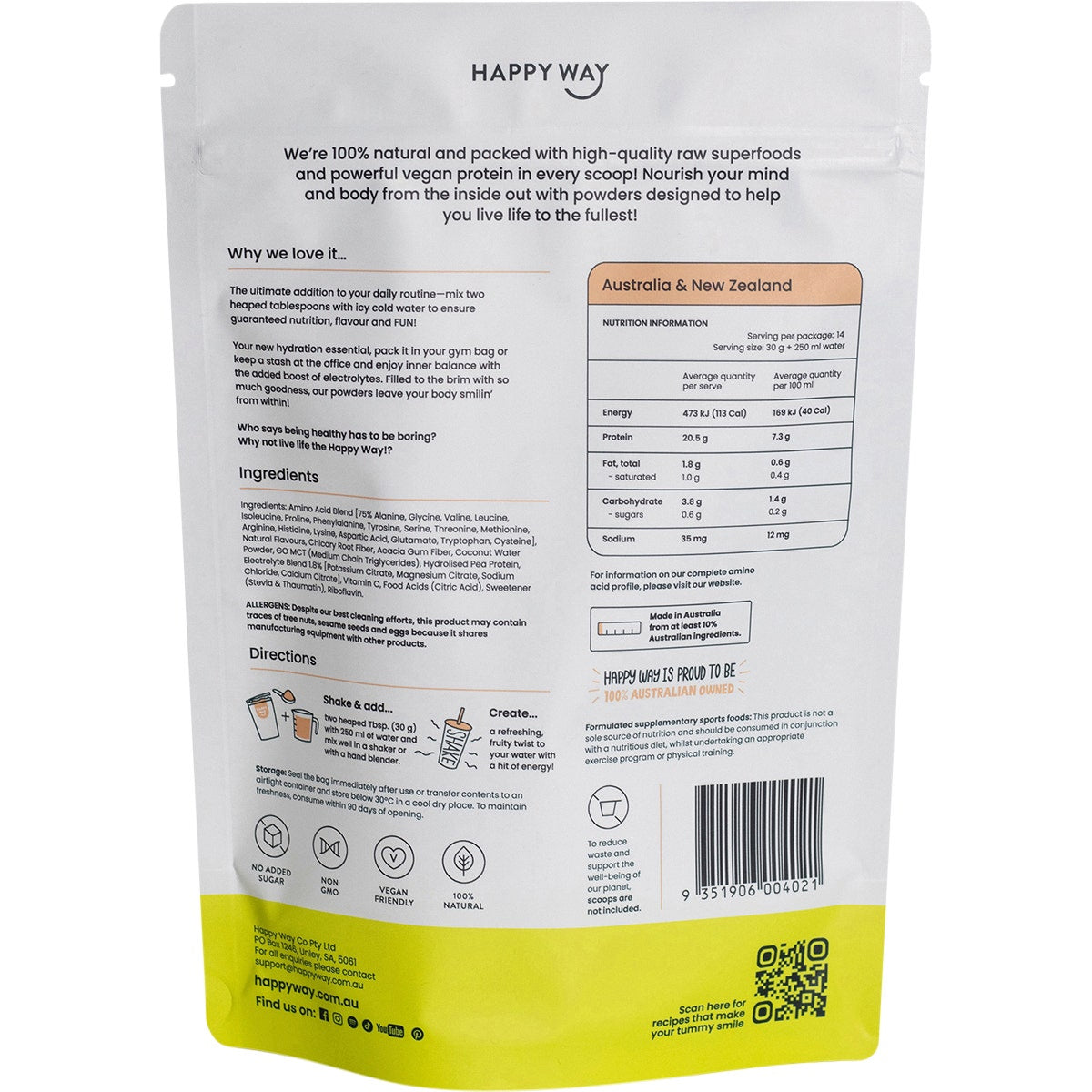 HAPPY WAY Vegan Protein Water Apple Peach 420g - Cutprice Online