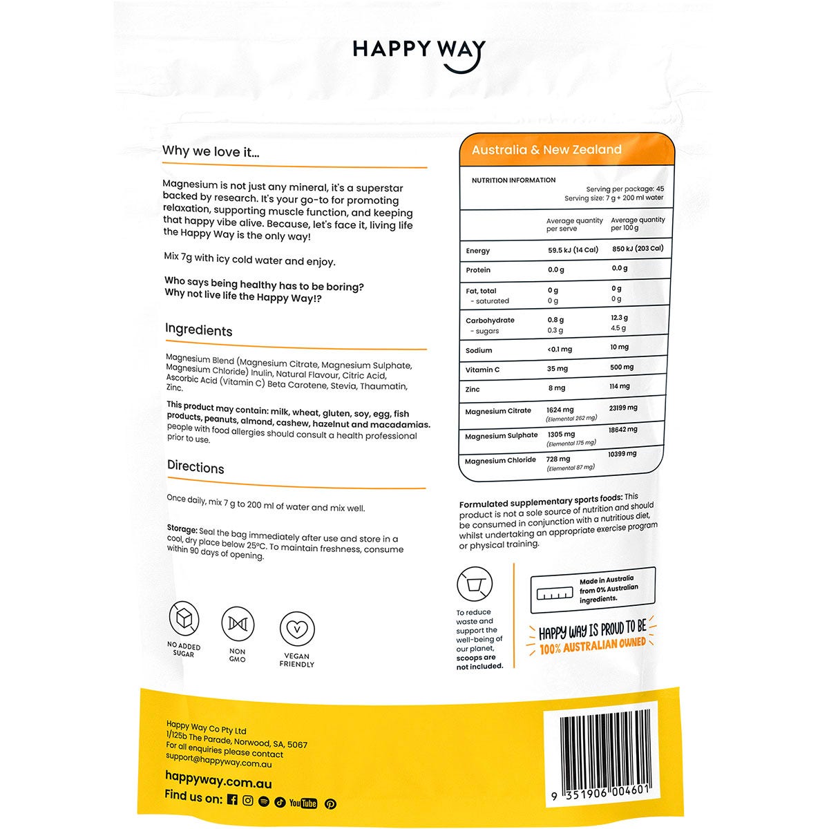 Happy Way Magnesium Powder Tropical 315g - Cutprice Online