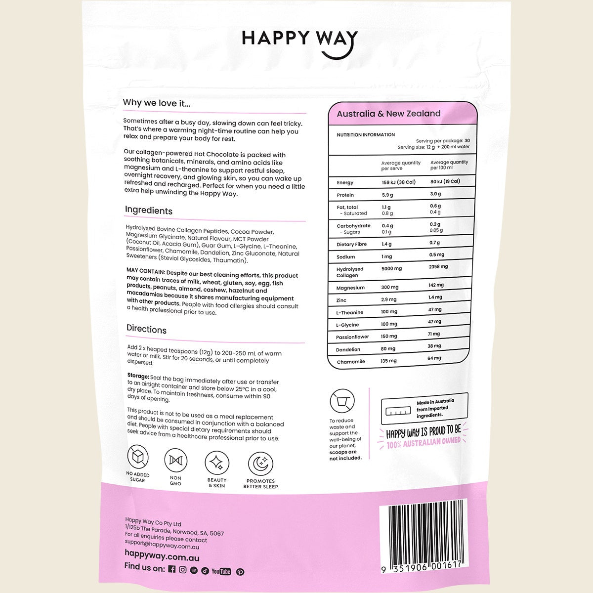 Happy Way Collagen Hot Choccy 360g