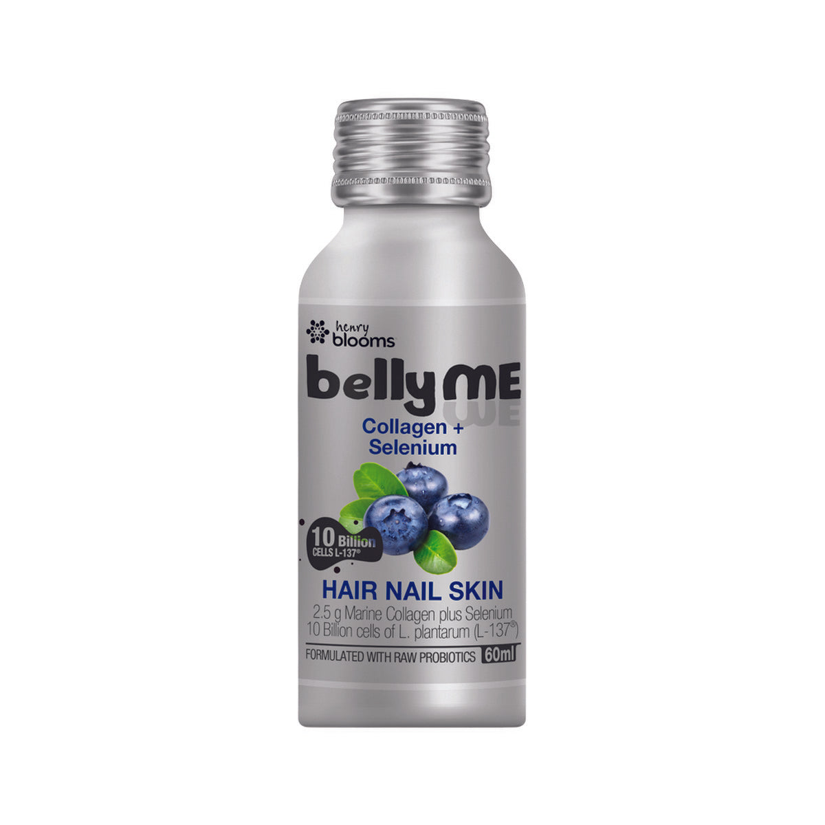 Henry Blooms BellyME Hair Nail Skin Collagen + Selenium Shots Natural Berry 60ml x 7 Pack - Cutprice Online