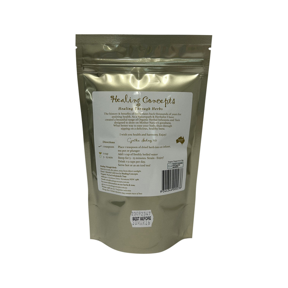 Healing Concepts Organic Peppermint 30g - Cutprice Online