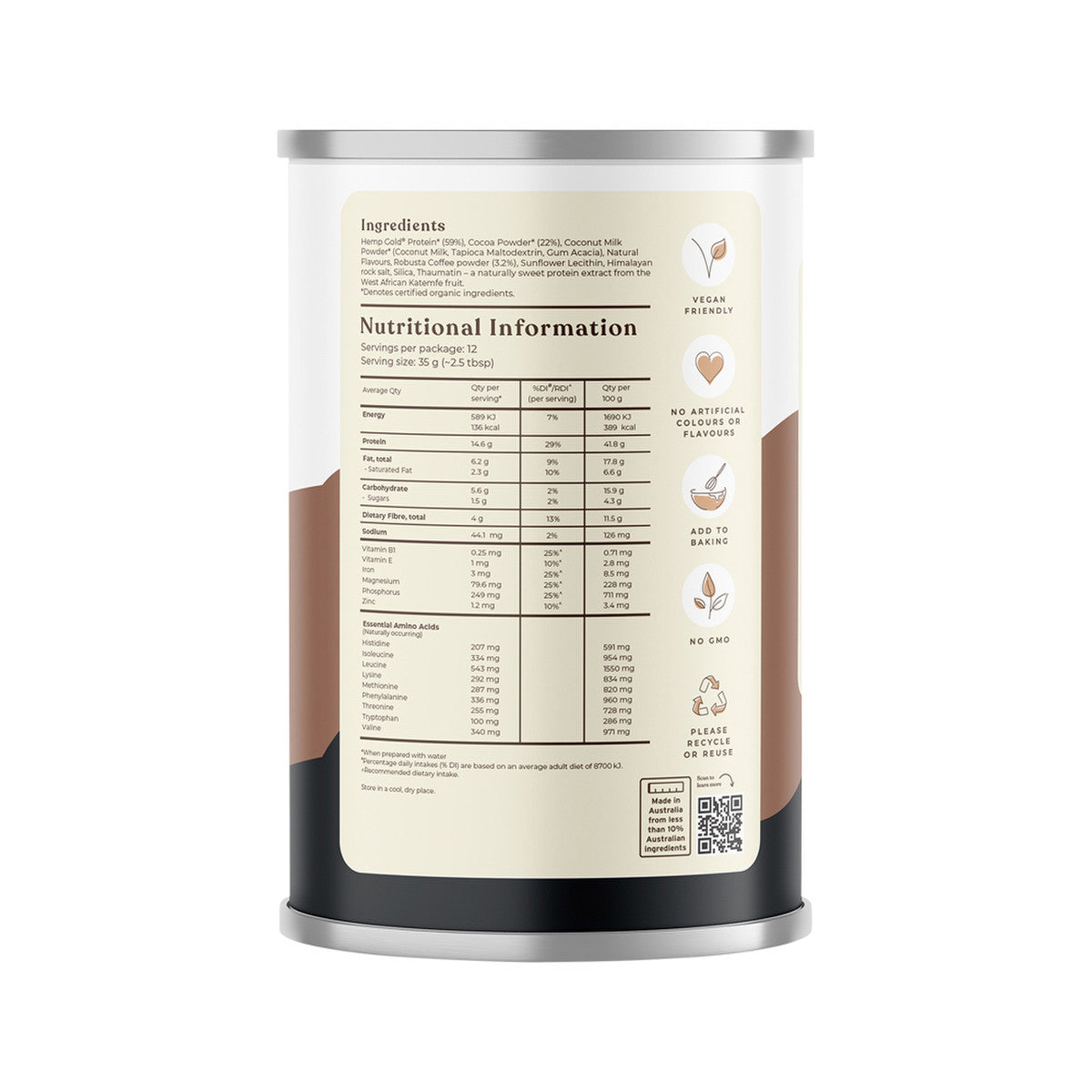 Hemp Foods Australia Hemp Protein Shake Chocolate Espresso 420g - Cutprice Online