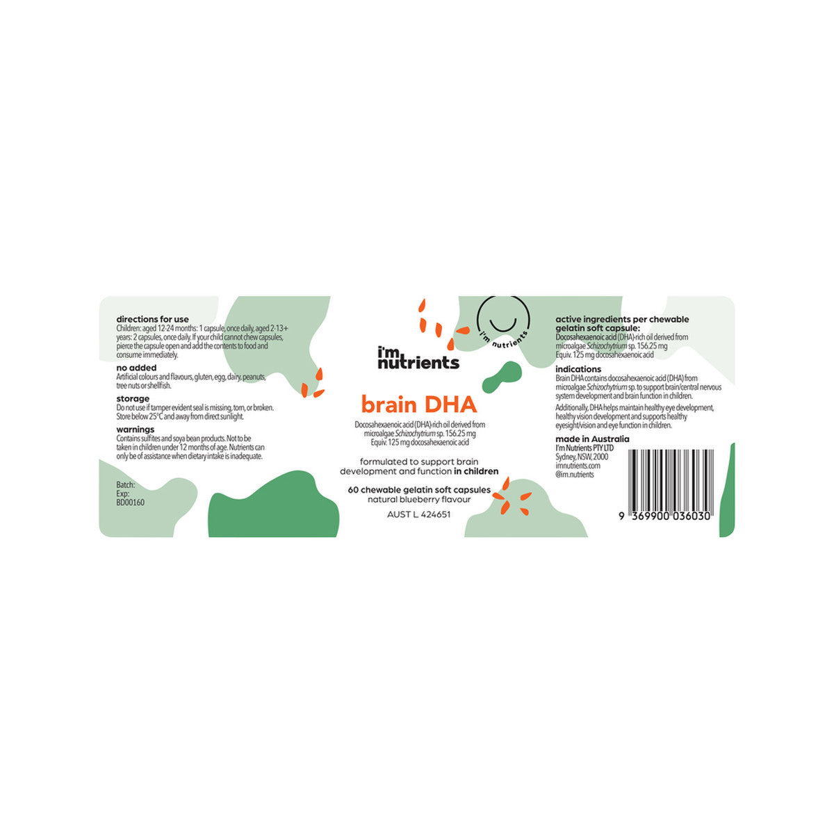 I'm Nutrients Brain DHA Chewable (Blueberry) 60c - Cutprice Online