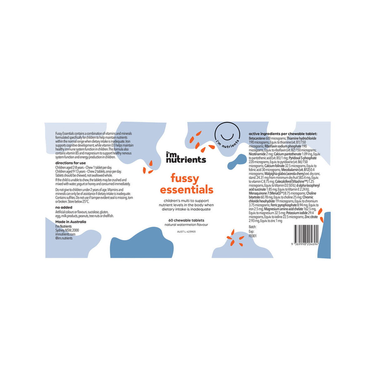 I'm Nutrients Fussy Essentials Chewable (Watermelon) 60t - Cutprice Online