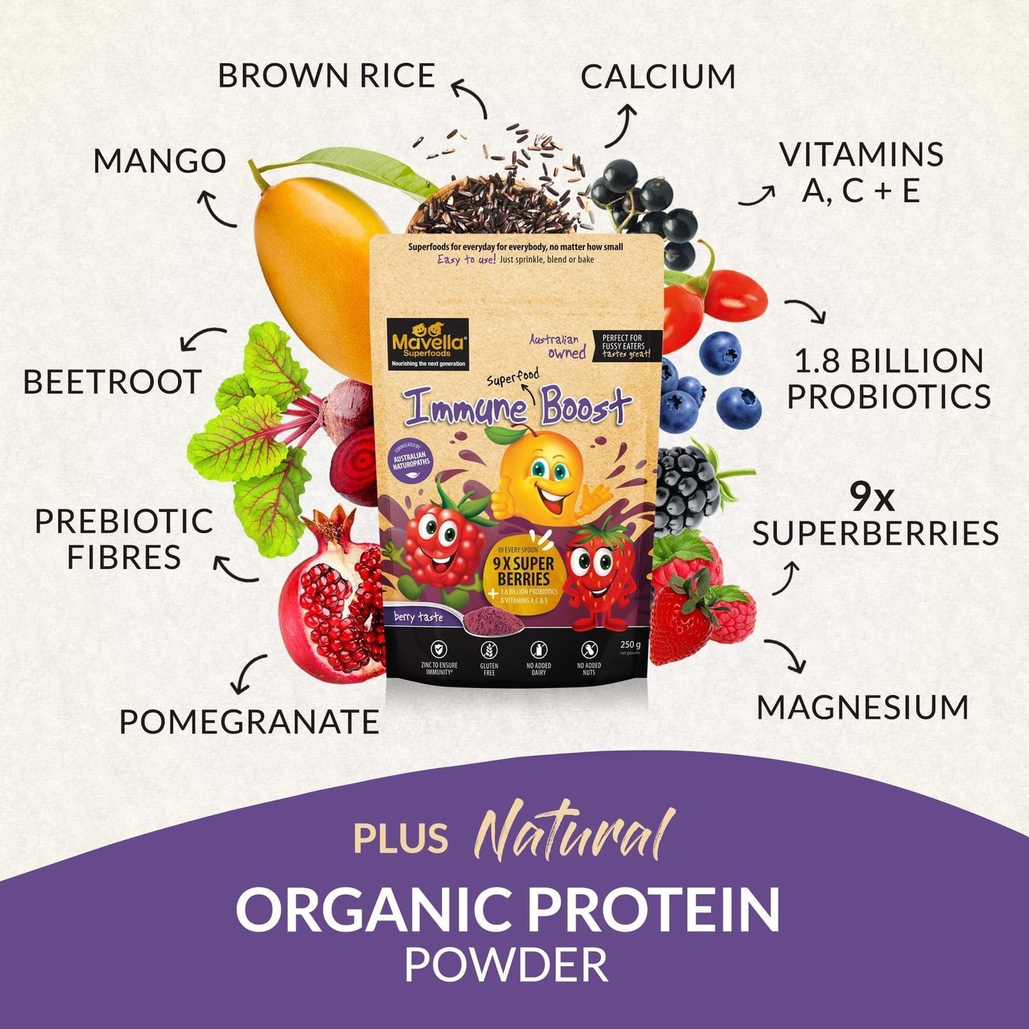 Mavella Superfoods Immune Superfood Smoothie Boost Berry 250g - Cutprice Online