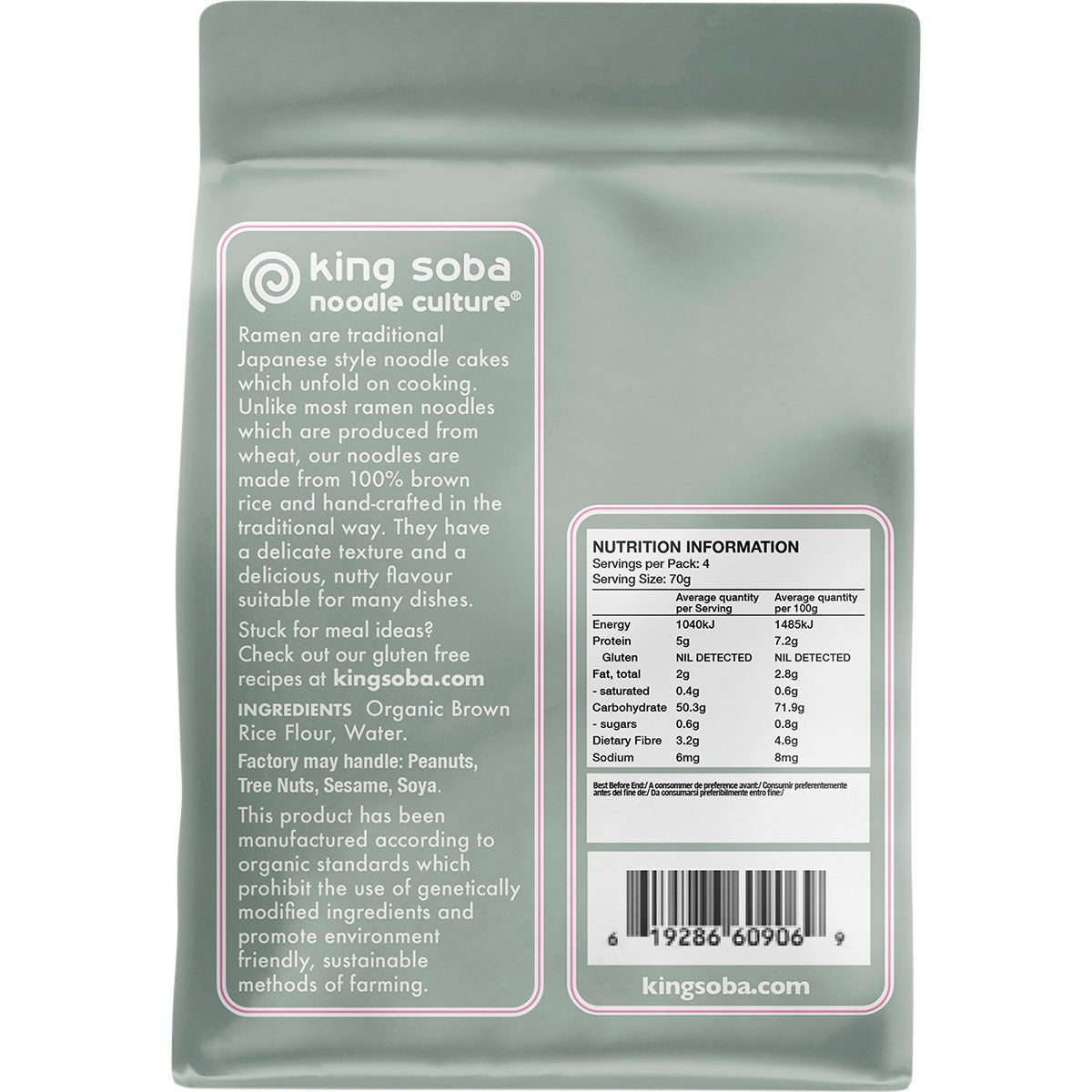 KING SOBA Organic Brown Rice Ramen Noodles 280g - Cutprice Online
