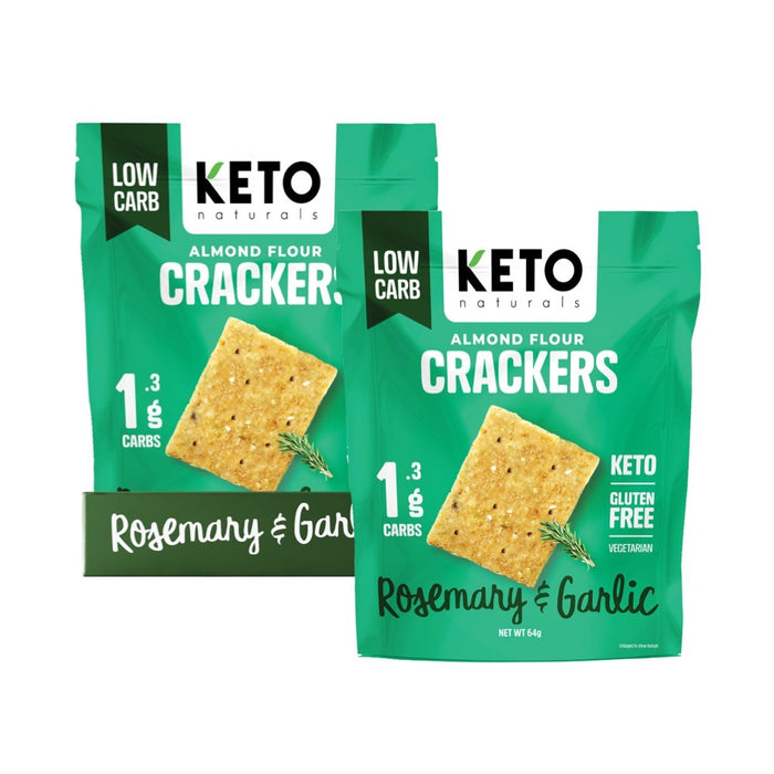 Keto Naturals Almond Flour Crackers Rosemary & Garlic 64g 8Pk KETO NATURALS