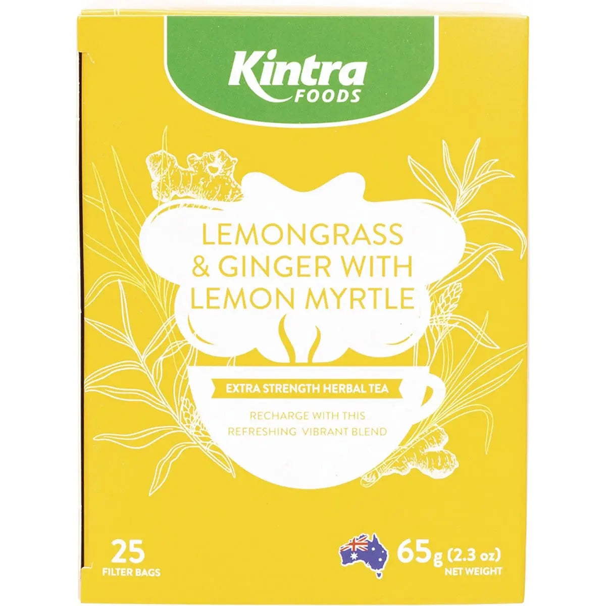 KINTRA FOODS Herbal Tea Bags Lemongrass & Ginger W/Lemon Myrtle 25 KINTRA FOODS