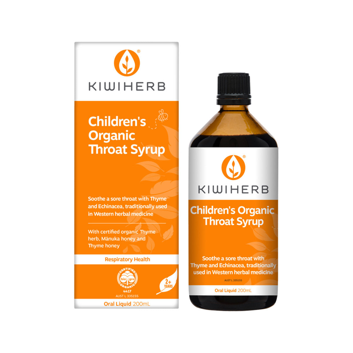 Kiwiherb Children's Organic Throat Syrup 200ml - Cutprice Online