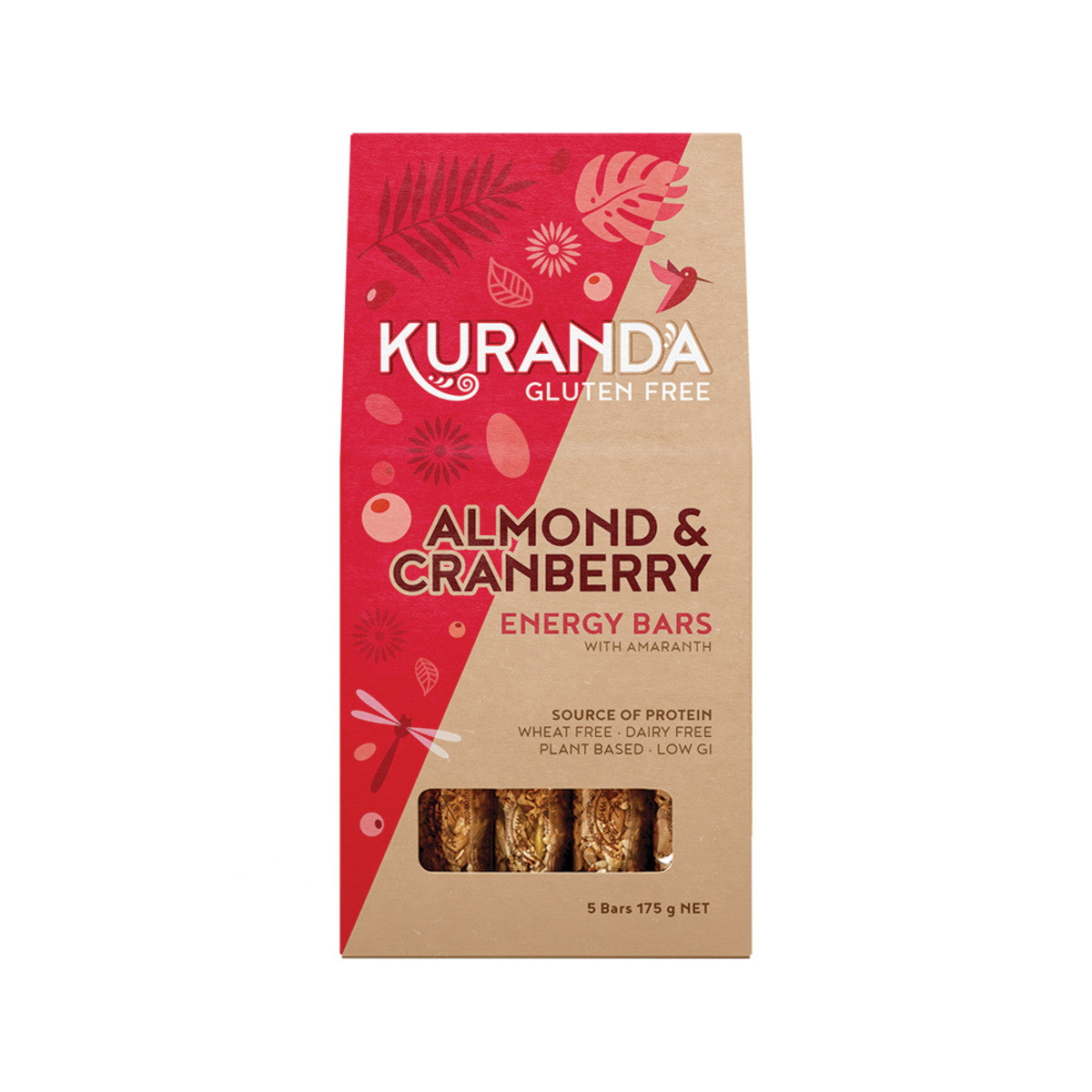 Kuranda Wholefoods Gluten Free Energy Bars Almond & Cranberry 35g x 5 Pack - Cutprice Online