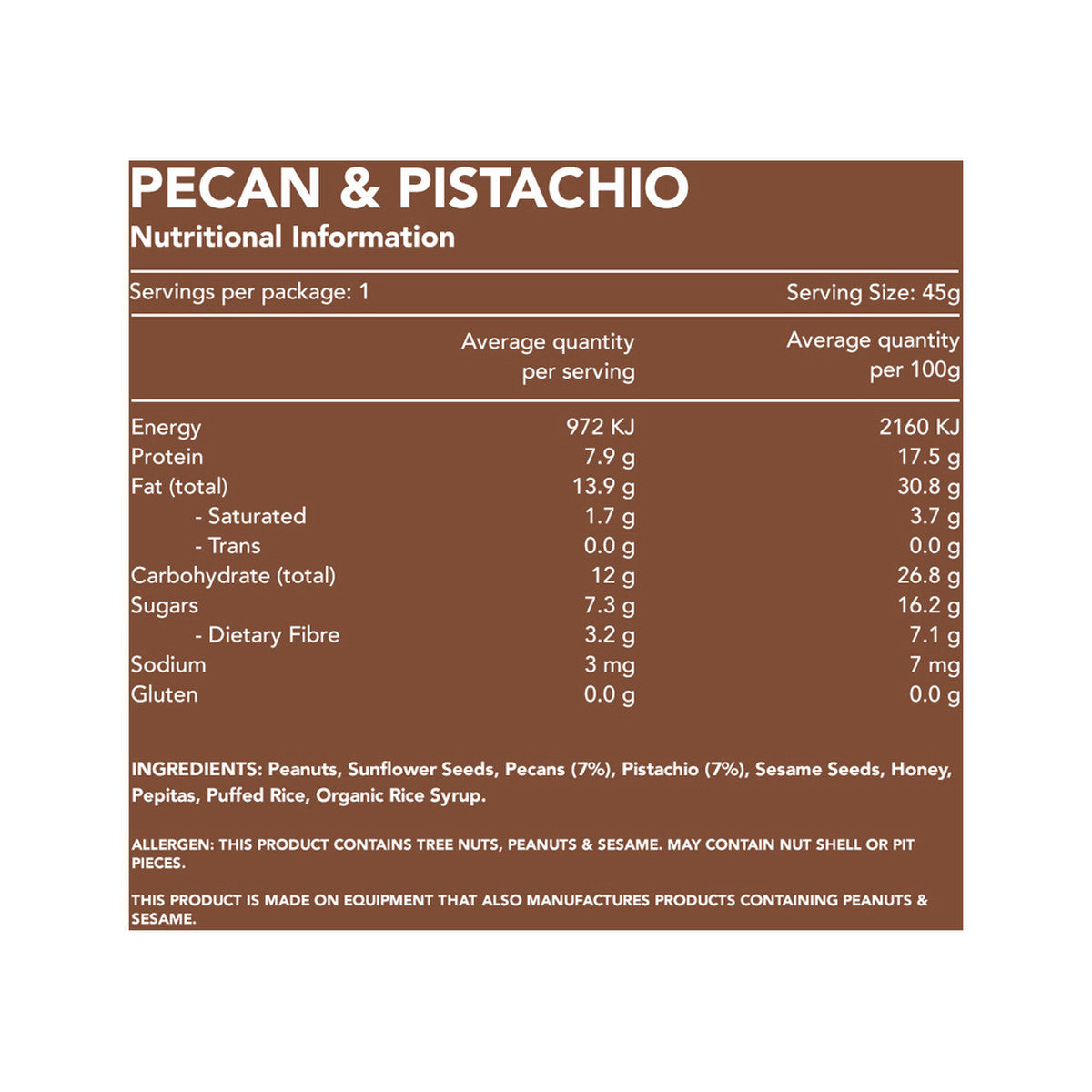 Kuranda Wholefoods Gluten Free Nut Bars Pecan & Pistachio 45g(Pack of 16) - Cutprice Online