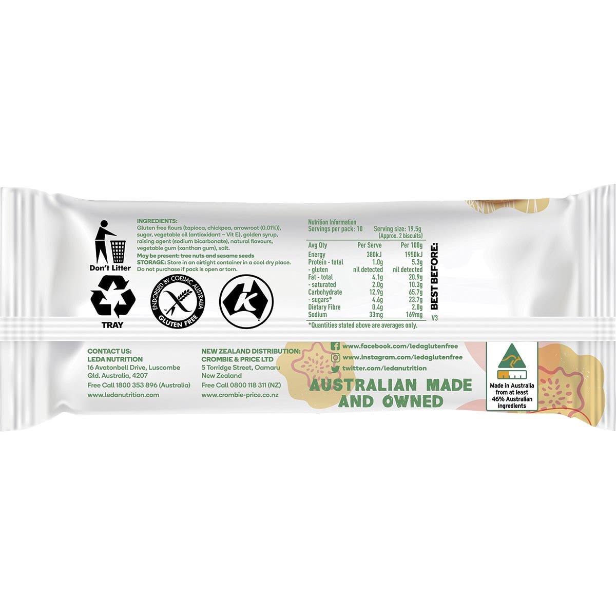 Leda Arrowroot Biscuits 8x205g LEDA