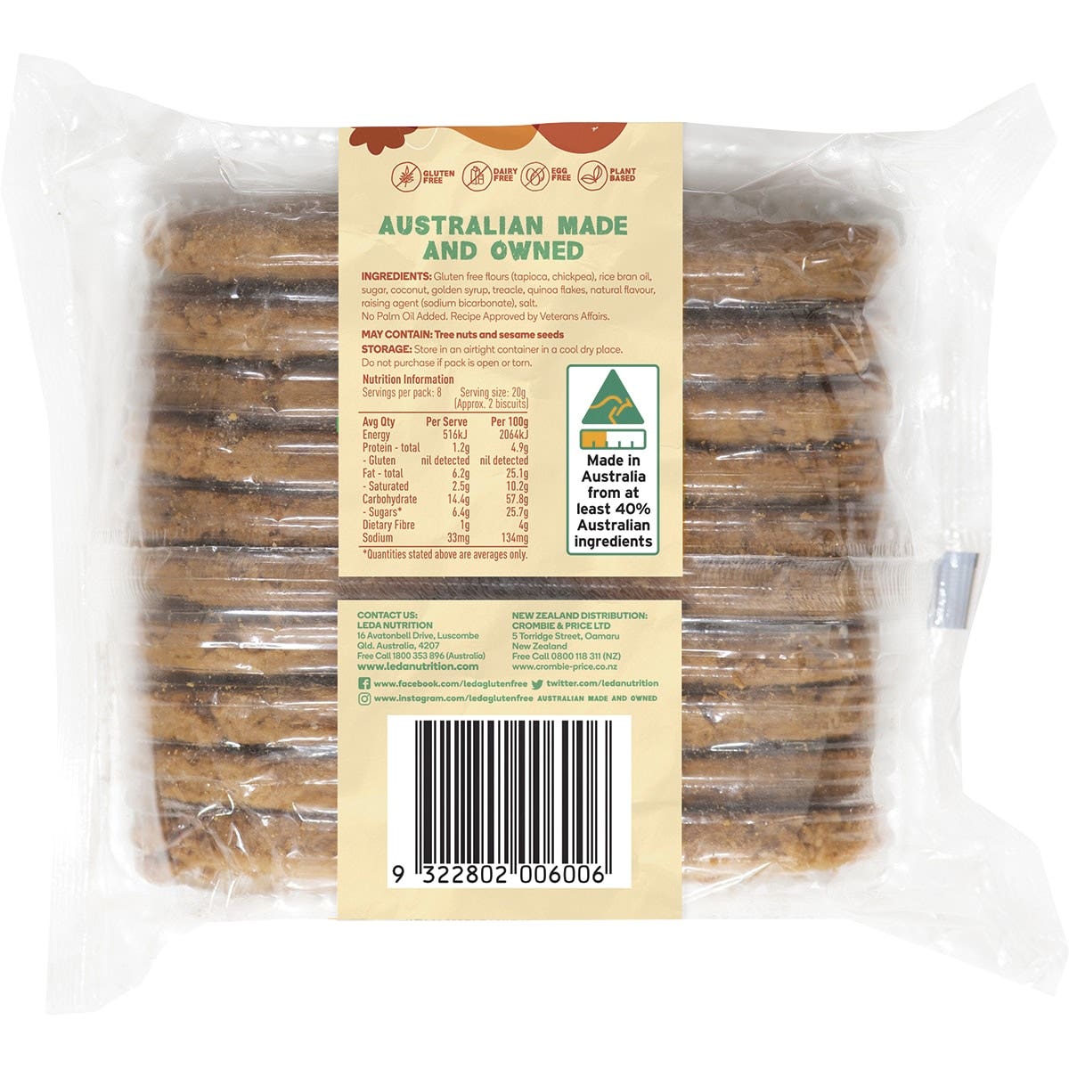 Leda Anzac Biscuits 250g (Pack of 6) - Cutprice Online