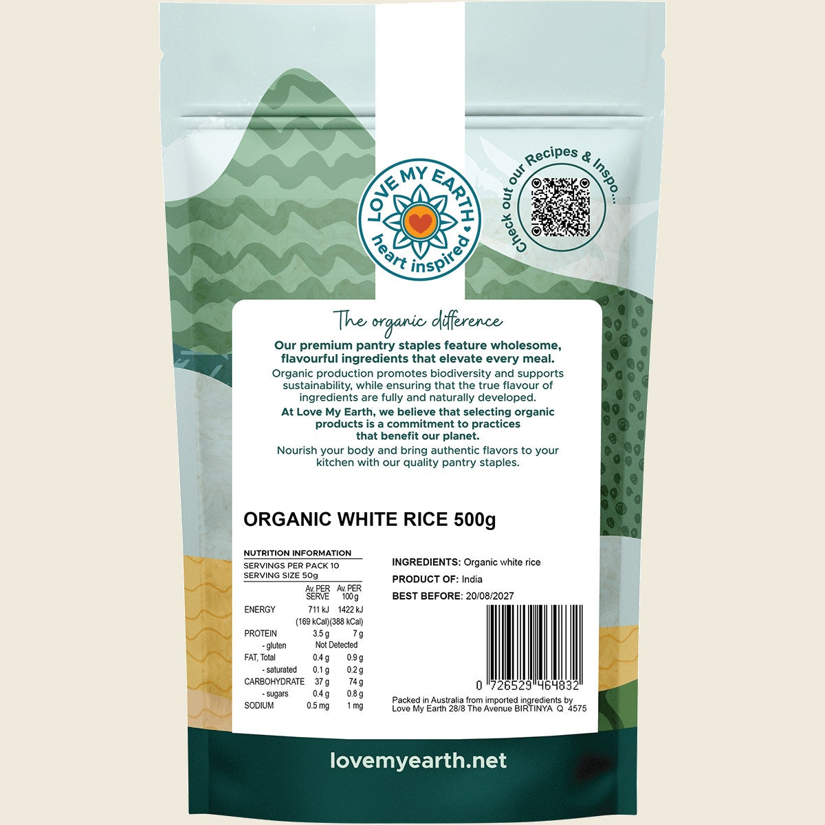 Love My Earth Organic White Rice 500g