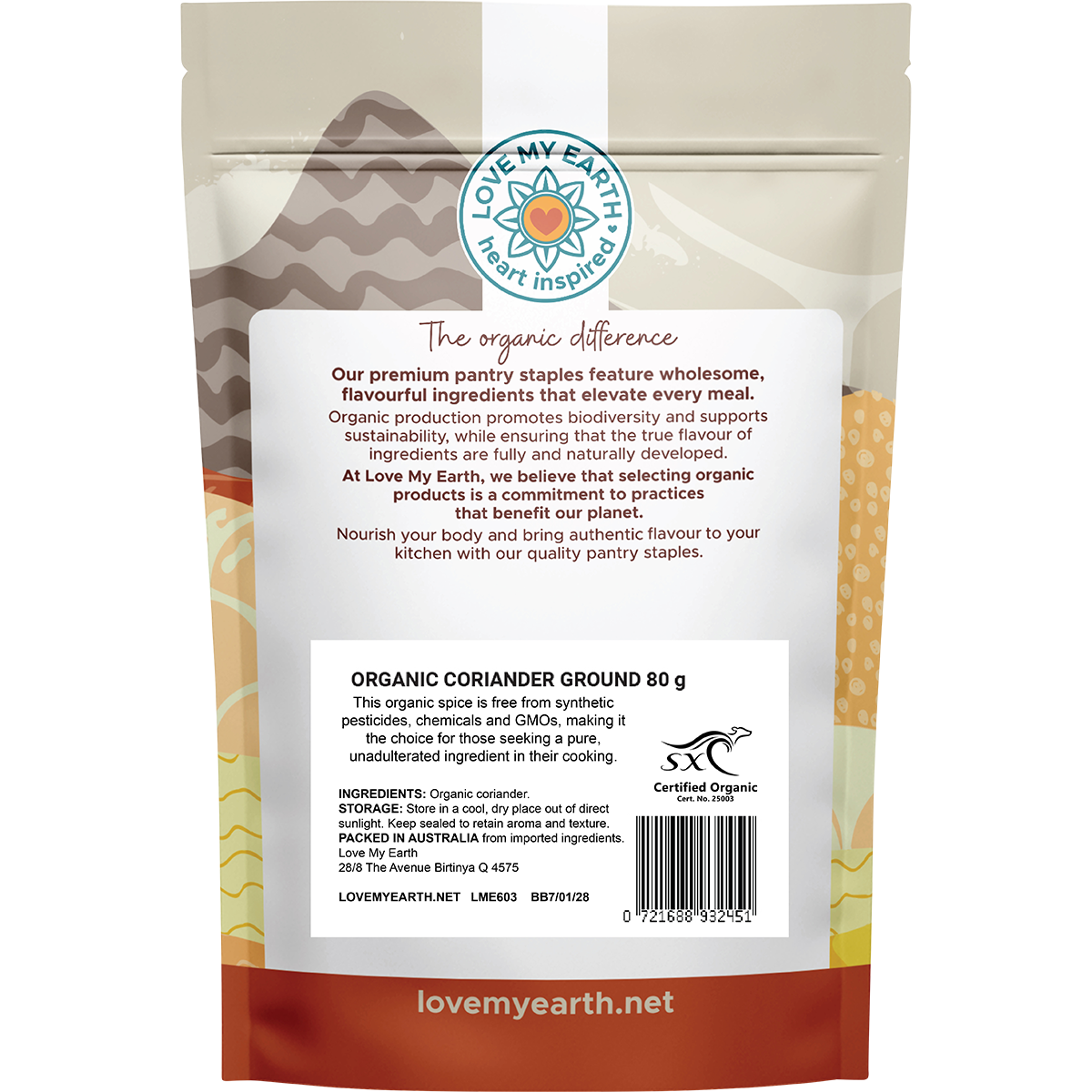 Love My Earth Organic Ground Coriander 80g